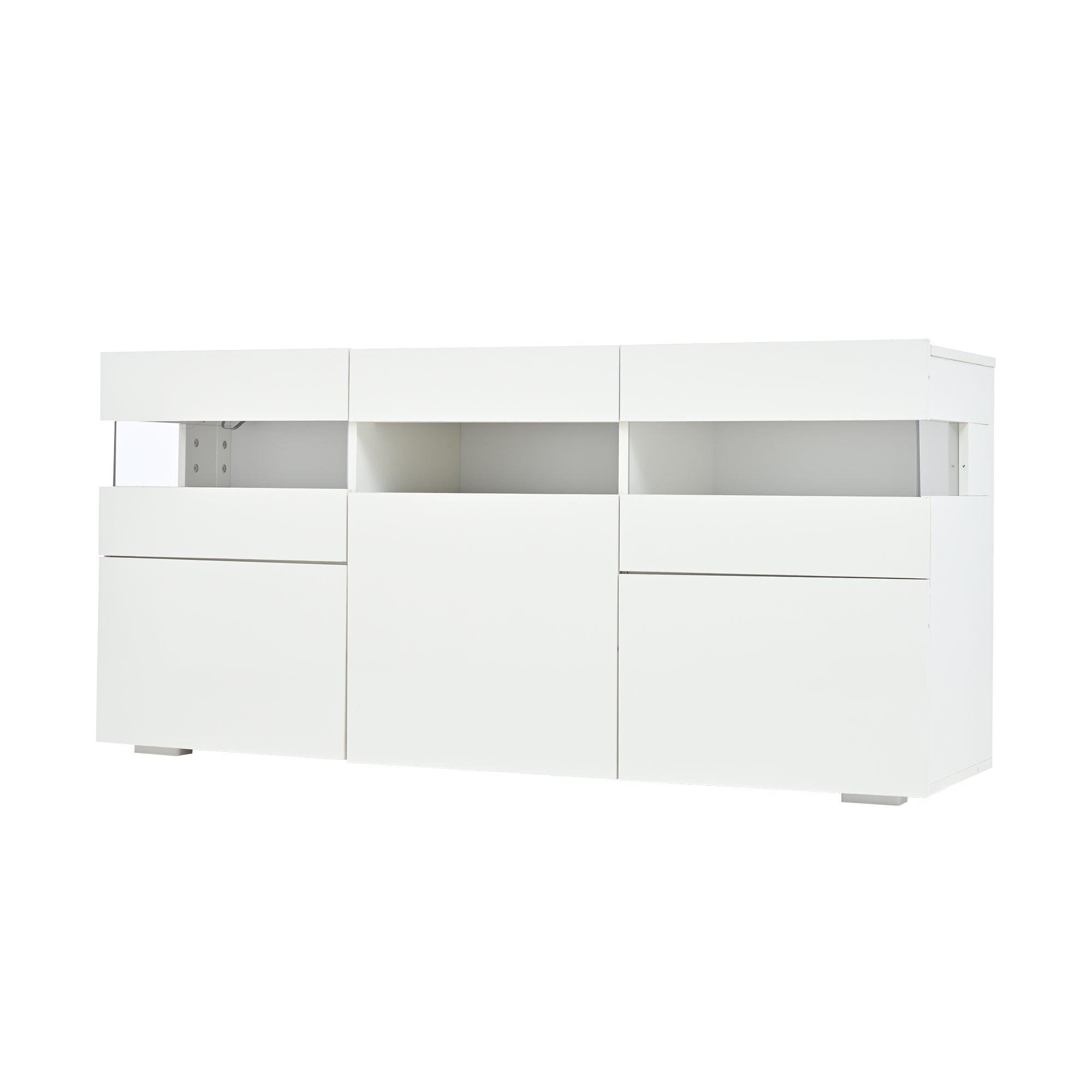Logidon dressoir 140 cm breed hoogglans met LED licht wit