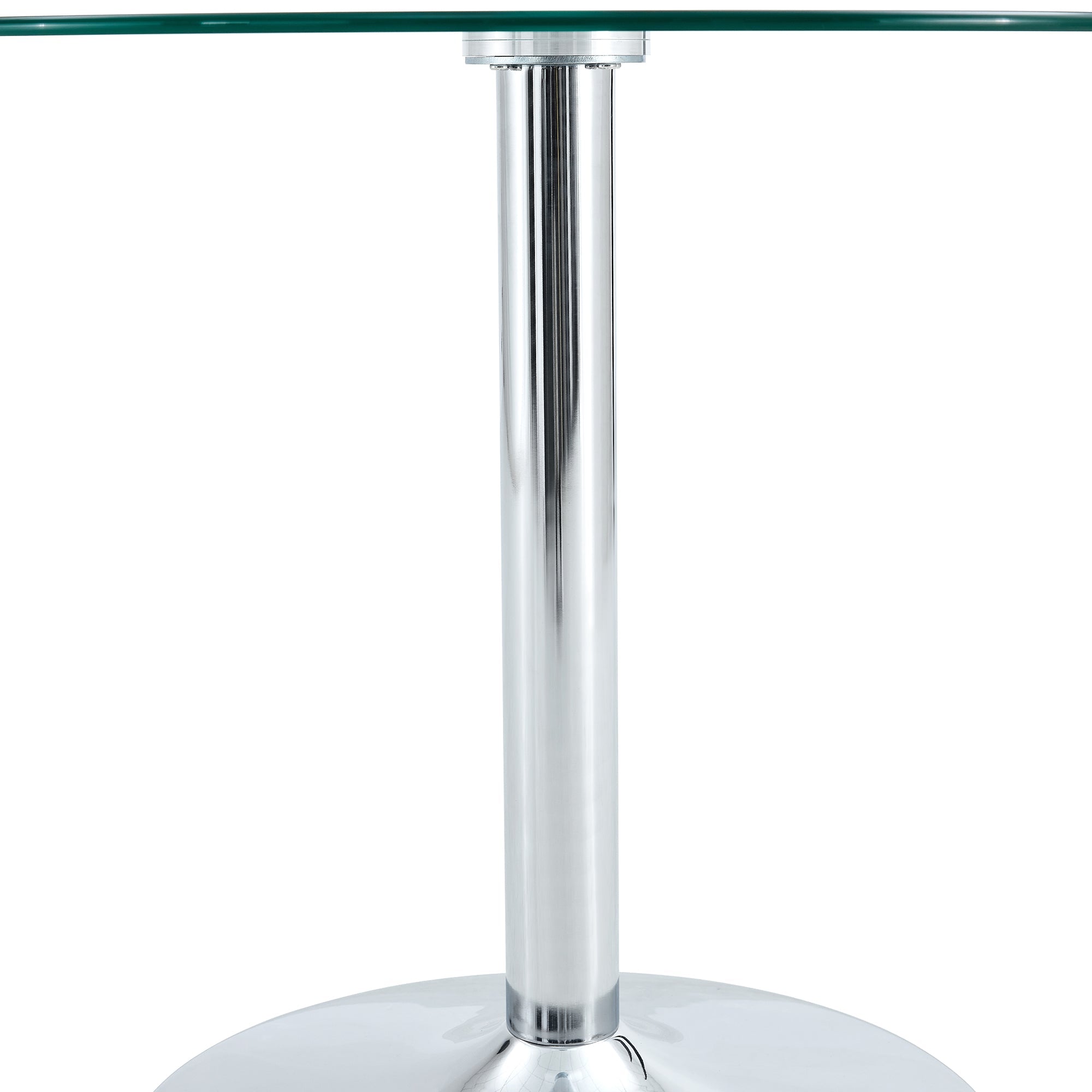 Logidon ronde glazen tafel 85 cm, 76 cm hoog transparant glazen metalen onderstel