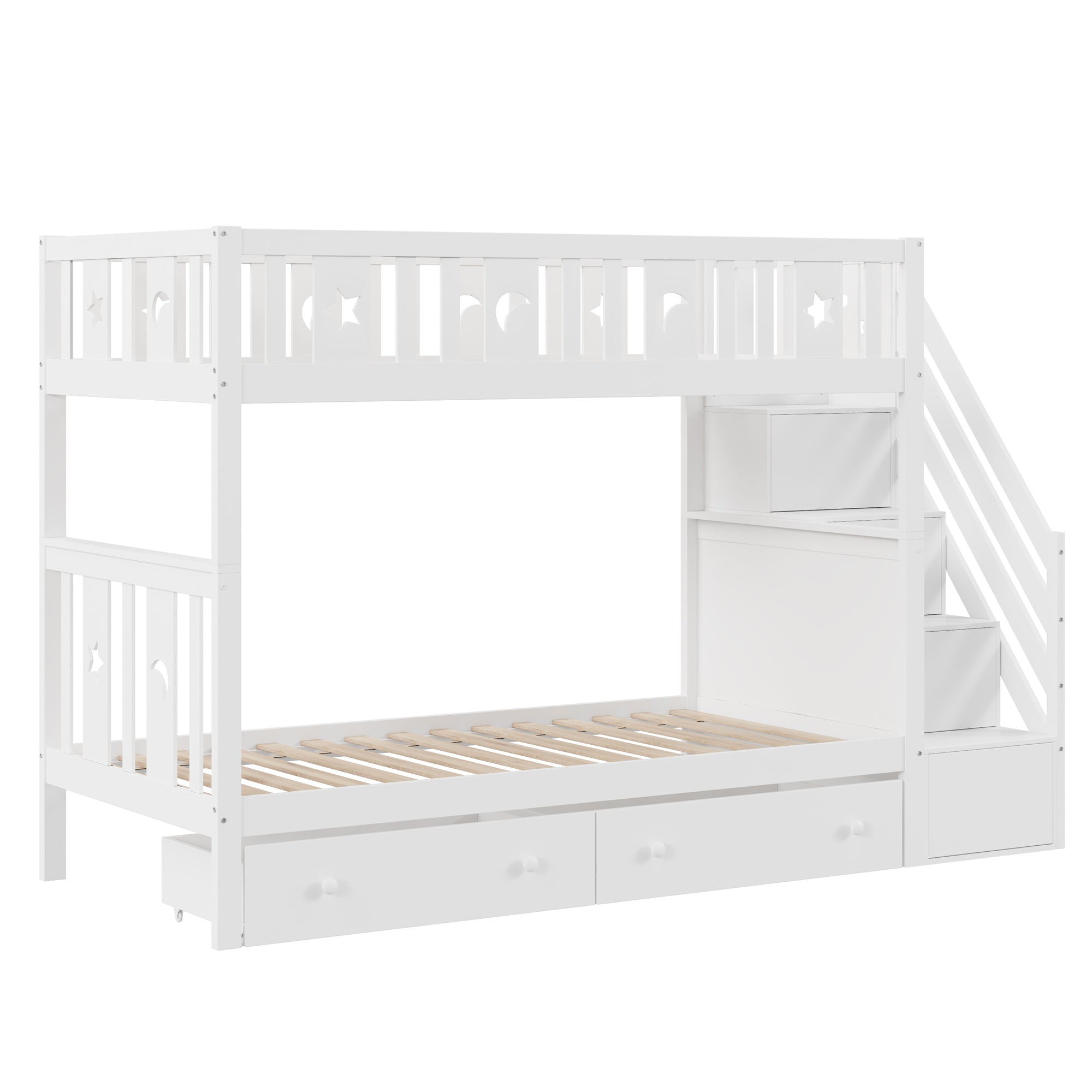 Logidon stapelbed 90x200 kinder massief houten witte opbergtrap