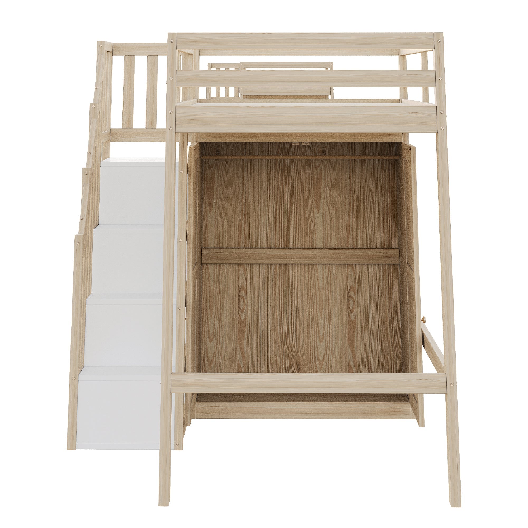 Logidon hoogslaper 90x200 cm opbergruimte veiligheidsladder massief hout