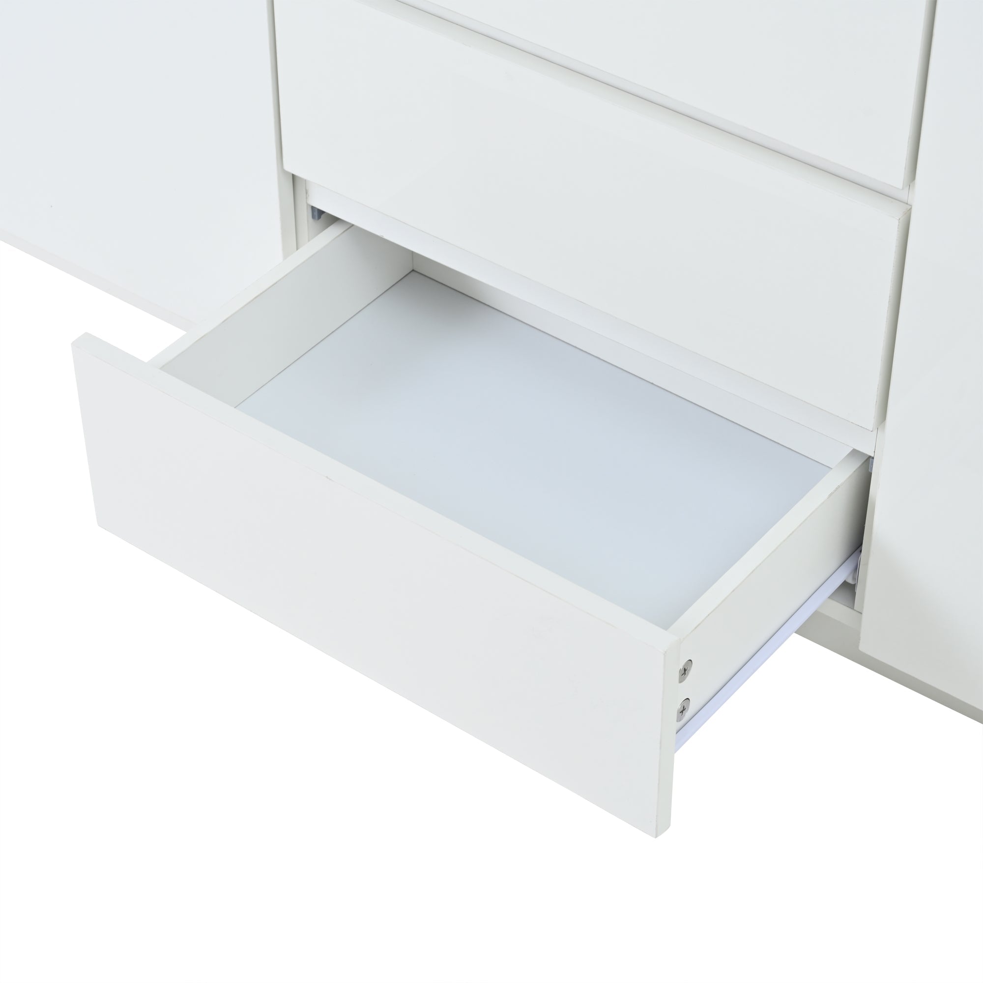 Logidon wit hoogglans dressoir 140 cm met LED, 2 deuren, 3 lades
