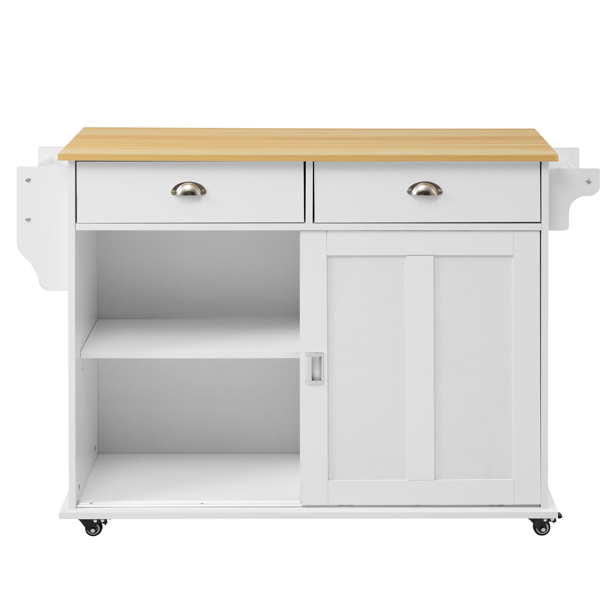 Logidon Dining Room Trolley Sideboard with Folding Table White/Natural Wood