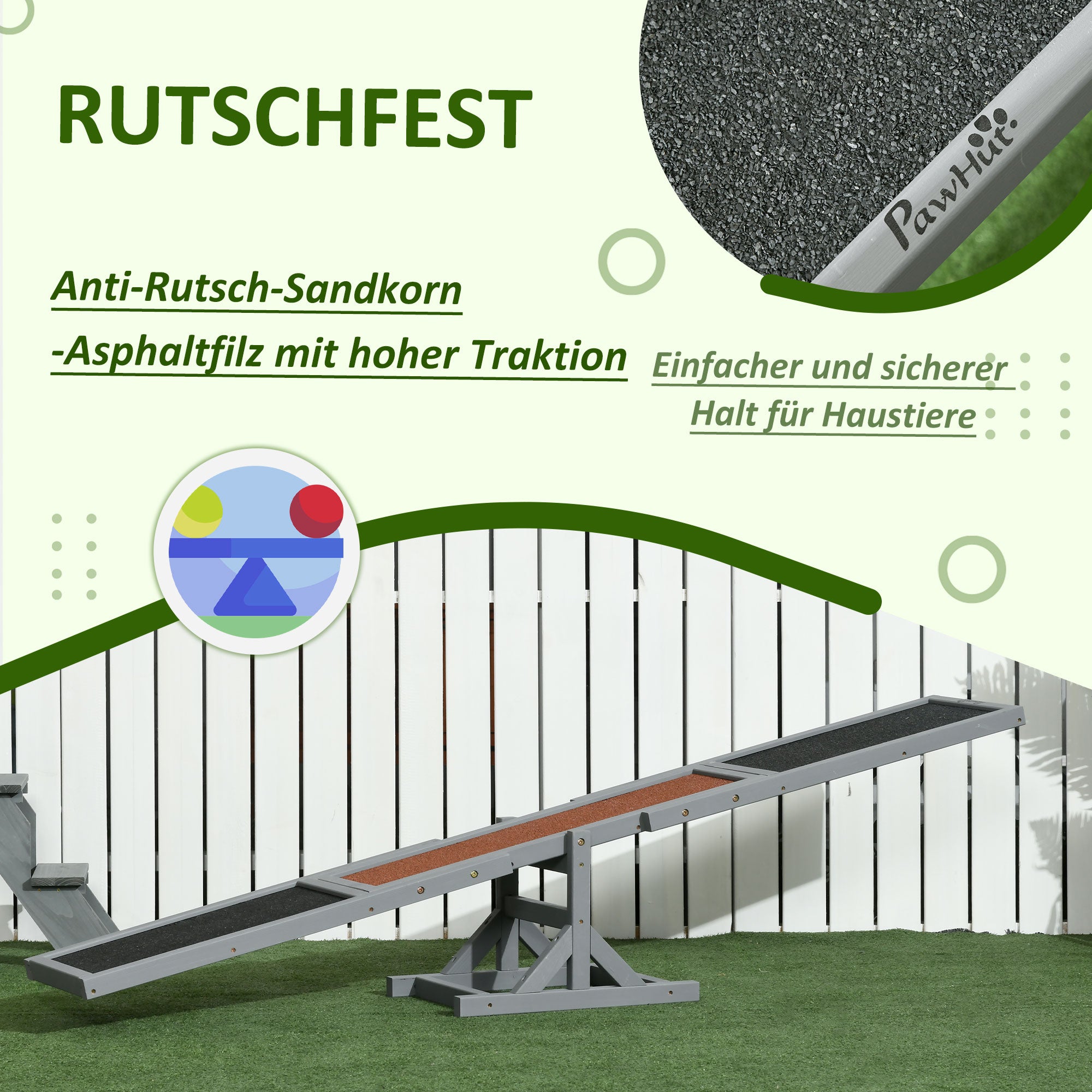 Logidon Hondenschommel Agility Hout 180x30x30 Grijs Trainingshondensport