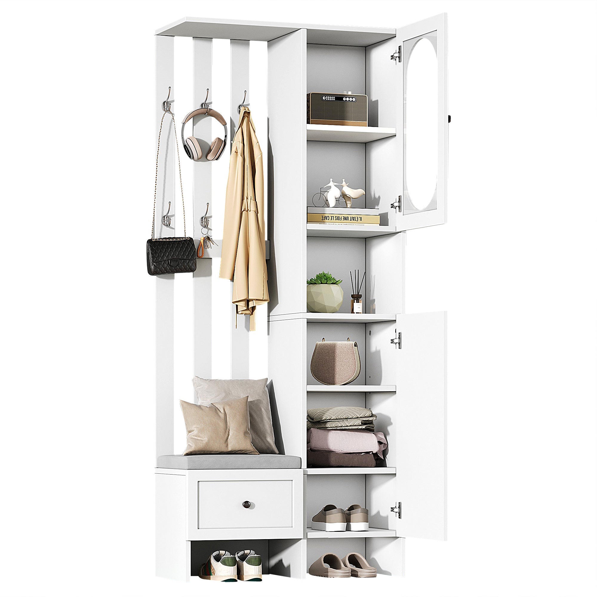 Logidon compacte kledingkast 85x33,5x200 cm wit 2 kasten