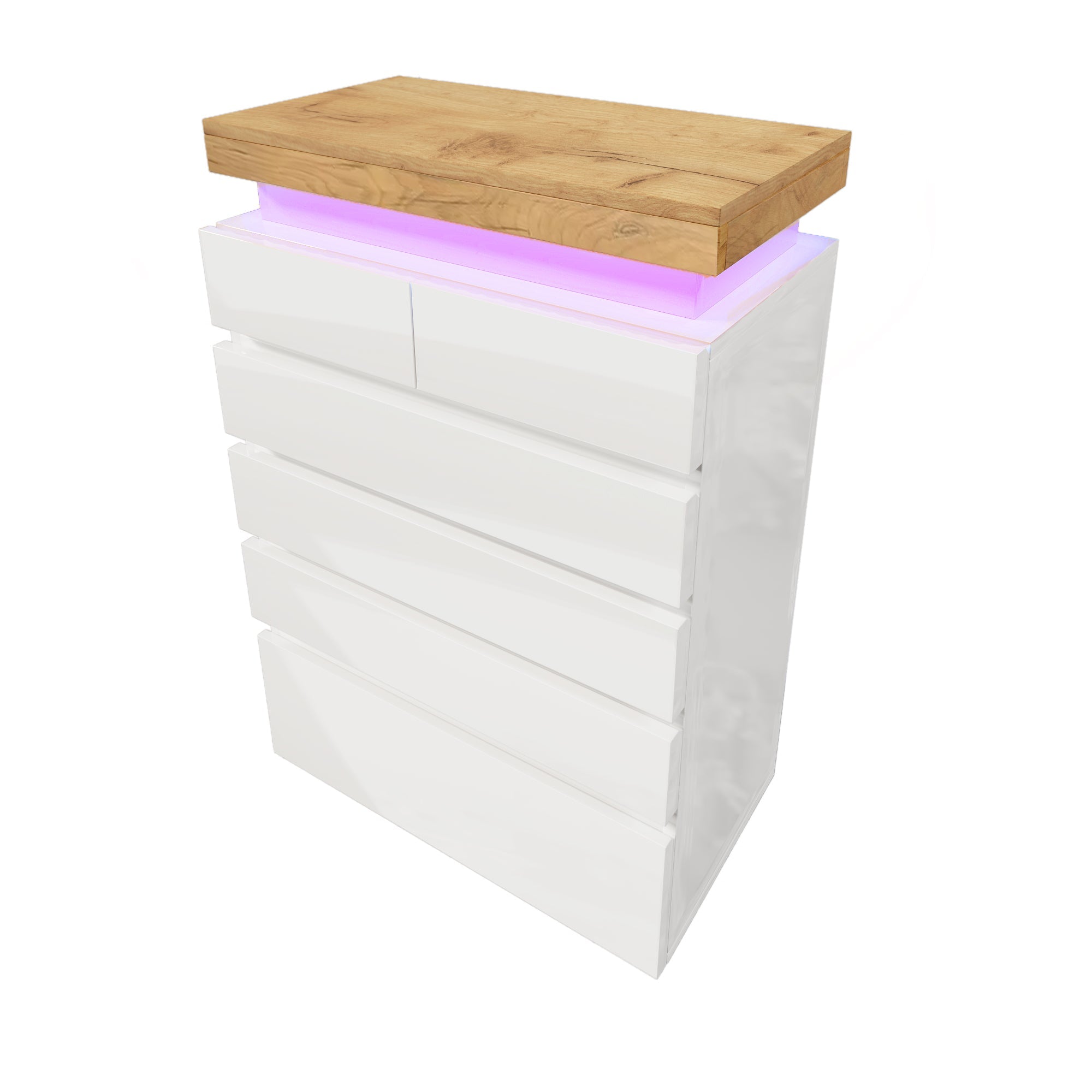 Logidon sideboard 6 drawers white 115x73x39 cm LED app control