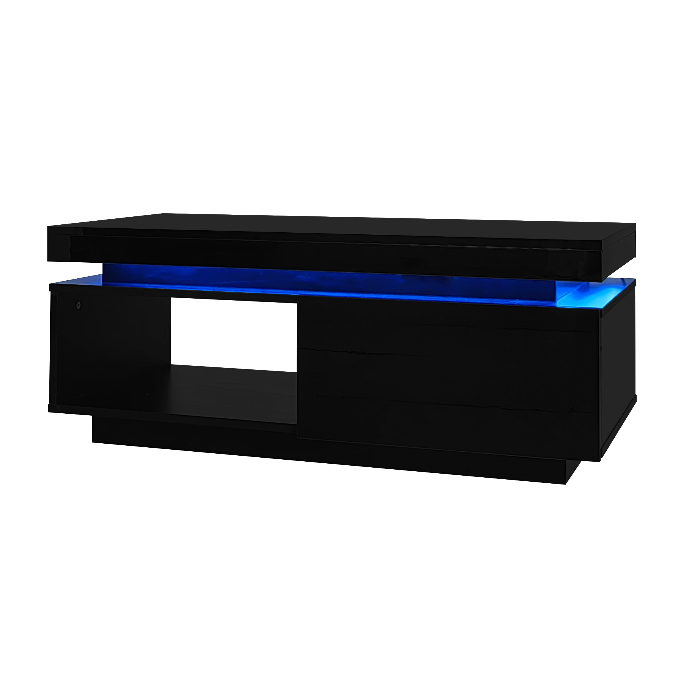 Logidon TV wall cabinet set black high gloss with LED lighting 181cm