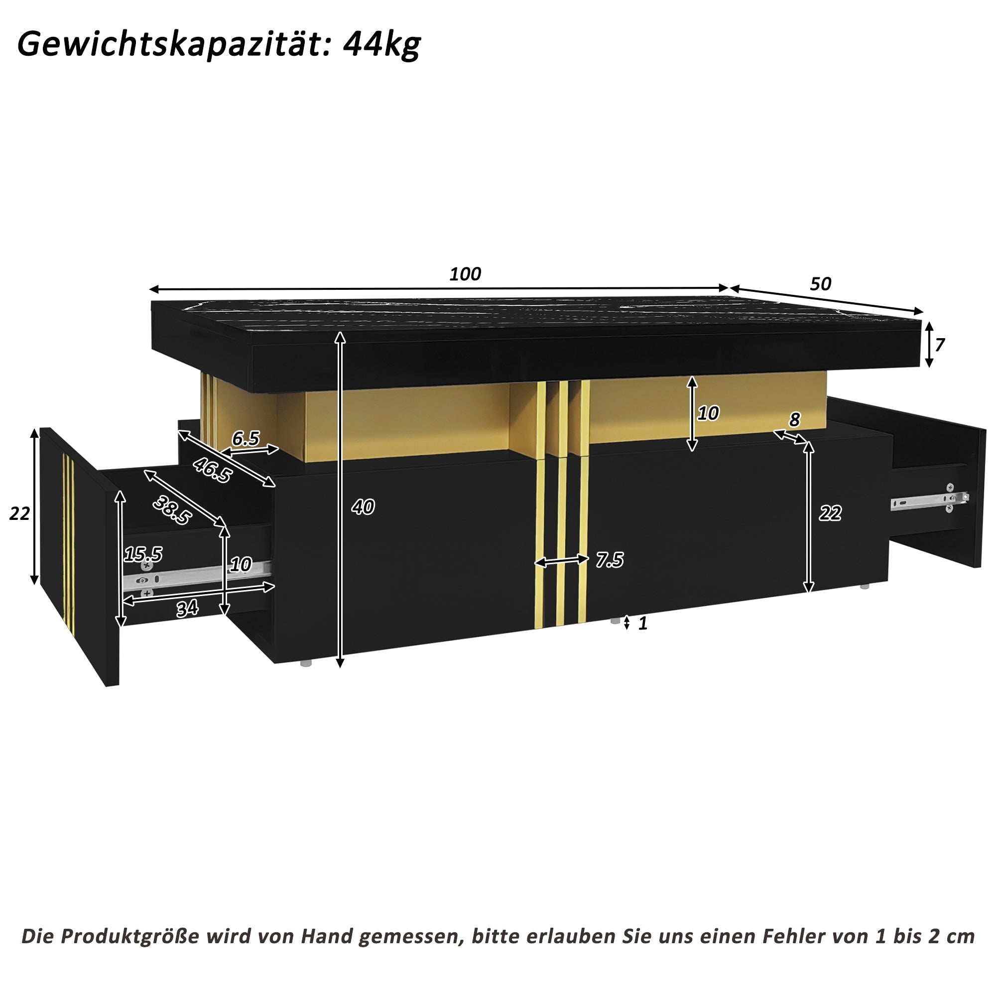 Logidon Zwarte tv-wandmeubelset 2 tv-kast salontafel marmerlook