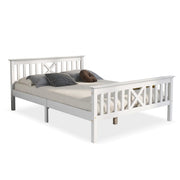 Logidon houten bed 140x200 cm wit met X-hoofdbord lattenbodem