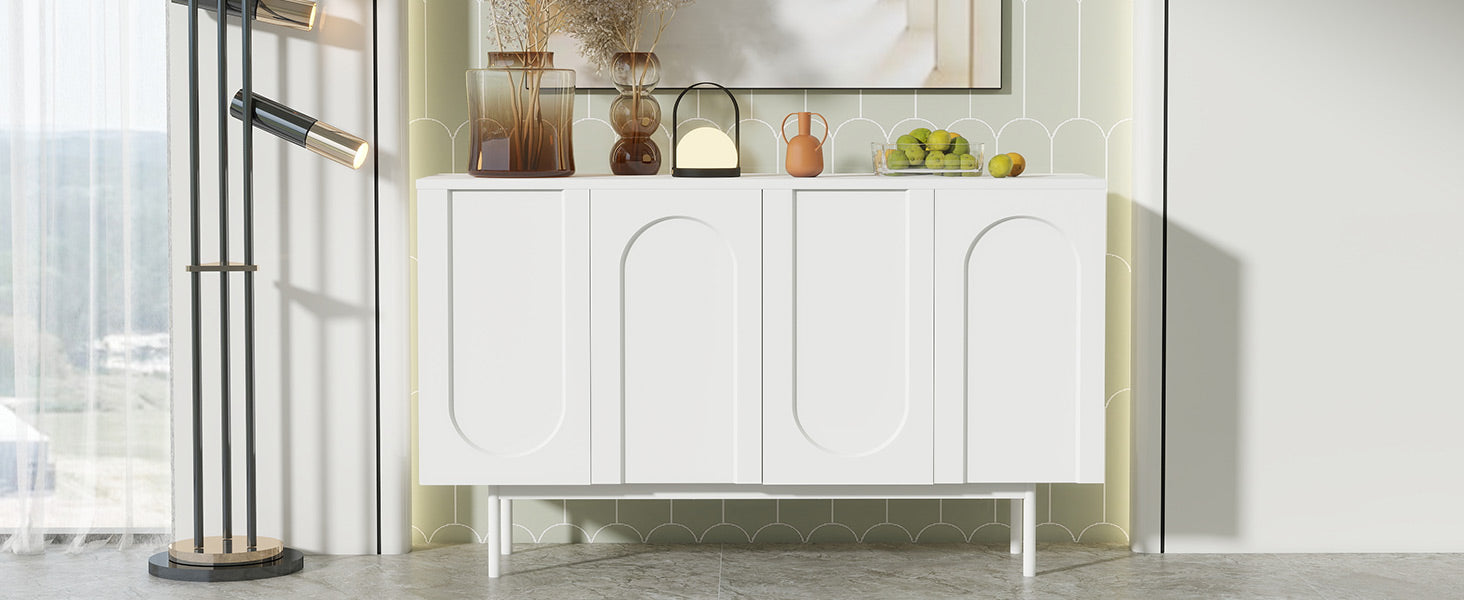 Logidon dressoir zuiver wit met 4 deuren in boogpatroon 140x42x80 cm
