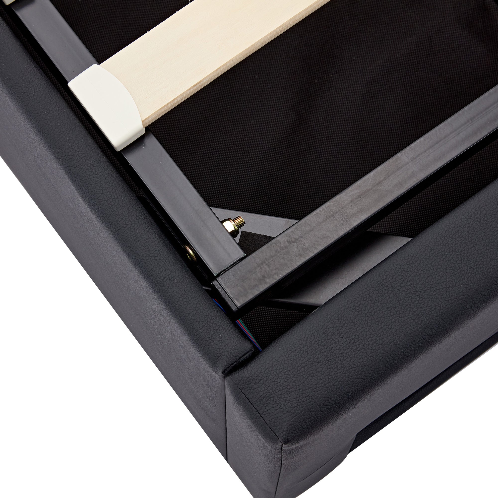Logidon upholstered bed 90x190 cm black USB charging port LED storage space