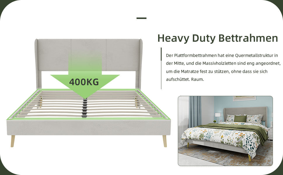 Logidon modern gestoffeerd bed 160x200 beige gevoerd hoofdeinde
