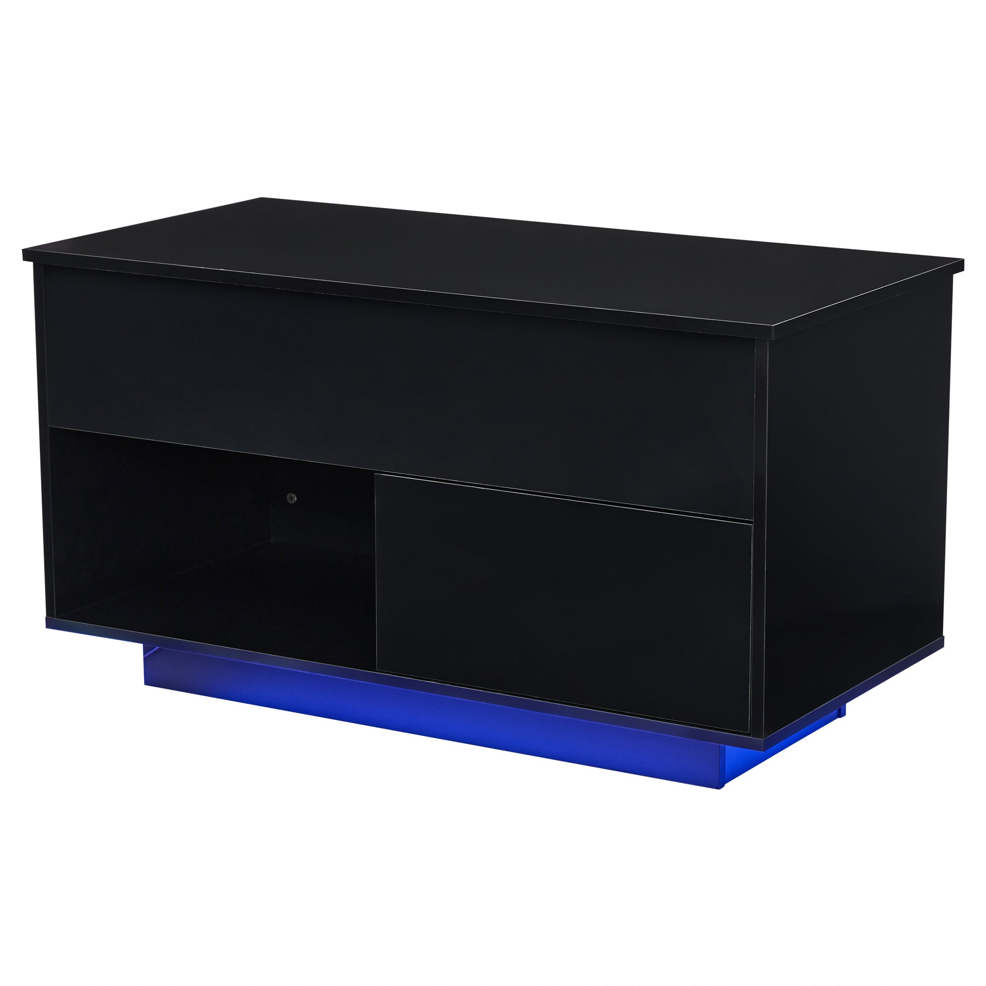 Logidon hoogglans salontafel 100x50x55 cm zwart LED-verlichting