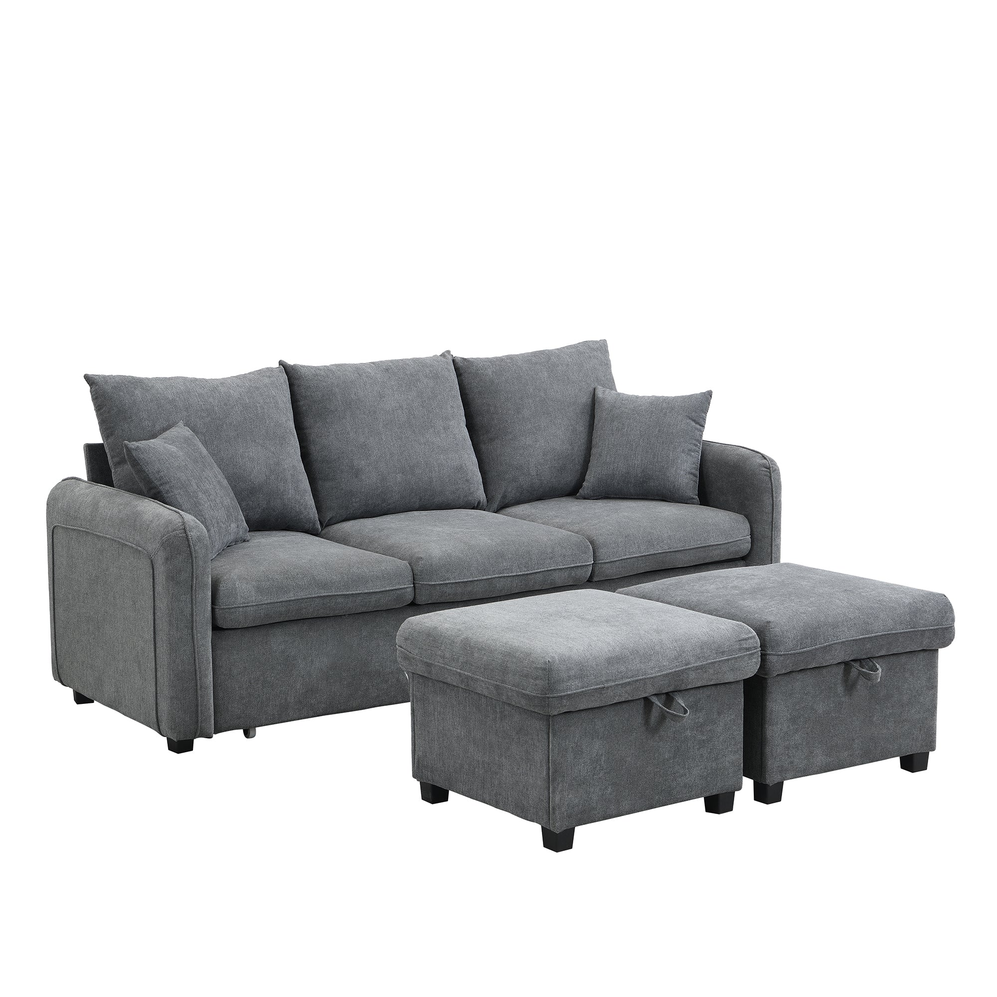 Logidon hoekbank U-vorm 3-zits grijs chenille en slaapfunctie