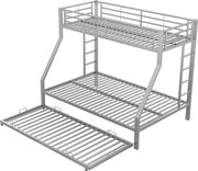 Merax Stapelbed voor 3 personen - 3 Persoons Bed met Onderschuifbed - Zilver
