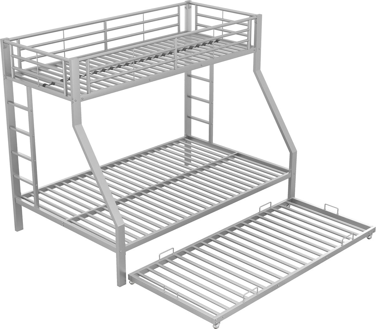 Merax Stapelbed voor 3 personen - 3 Persoons Bed met Onderschuifbed - Zilver afbeelding 8