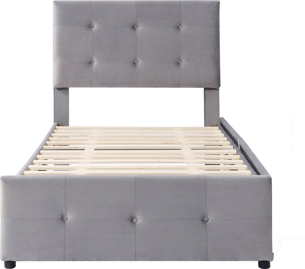 Merax Gestoffeerd Eenpersoonsbed met Lades 90 x 200 CM - Bed met Opbergruimte - Grijs afbeelding 10