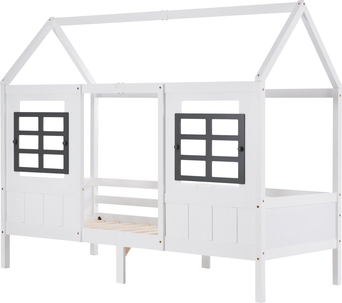 Merax Huisbed - Kinderbed - Peuterbed met Uitvalbeveiliging - Wit afbeelding 24