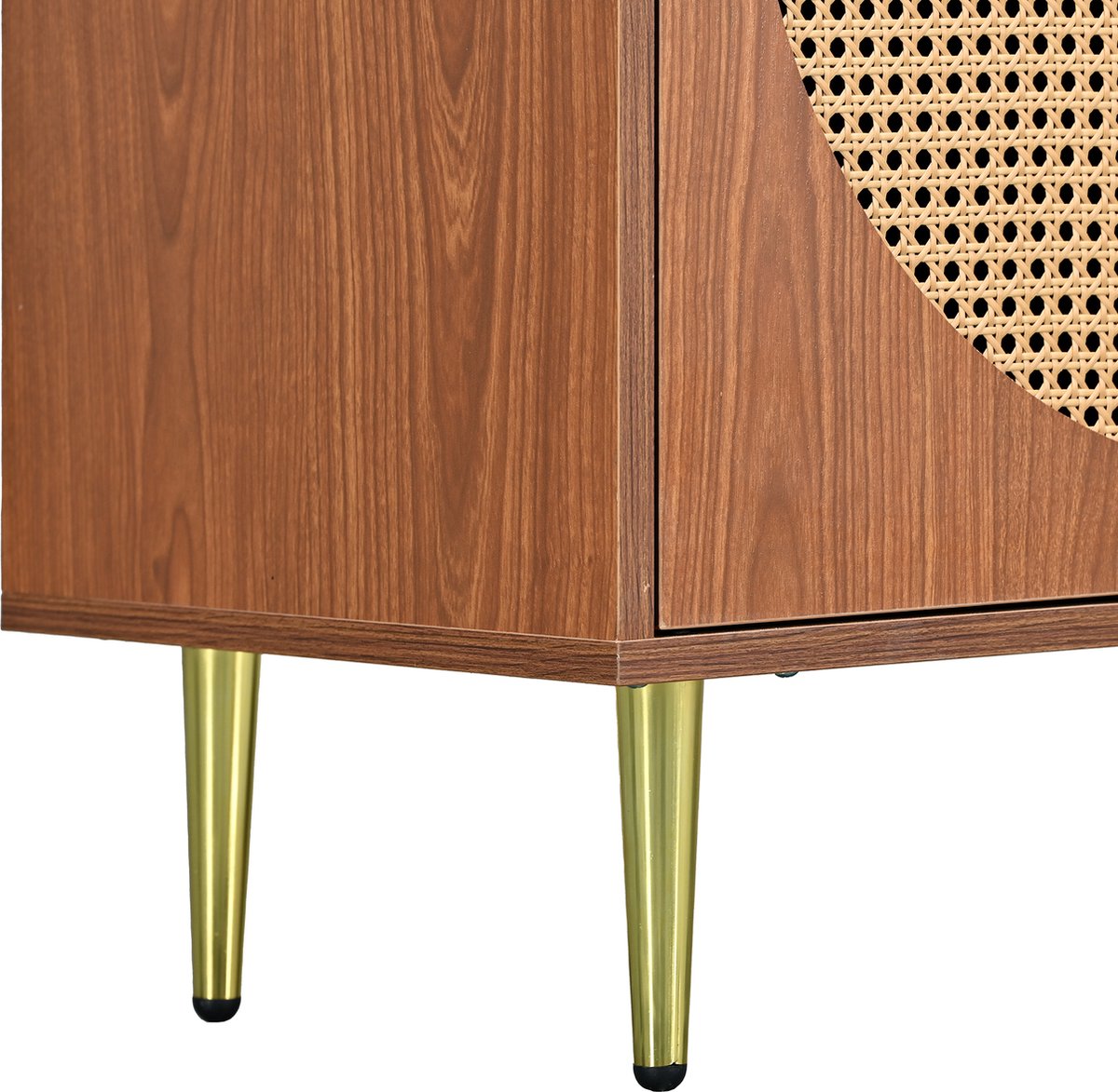 Merax Dressoir Houten Commode Kast - Dressoir met 3 Rotan Deuren - Bruin afbeelding 15
