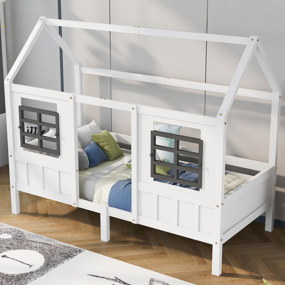 Merax Huisbed - Kinderbed - Peuterbed met Uitvalbeveiliging - Wit afbeelding 20