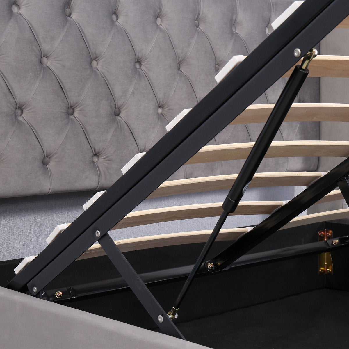 Merax Tweepersoonsbed 140 x 200 cm - Hydraulisch Gestoffeerd Bed met Opbergruimte - Grijs afbeelding 6