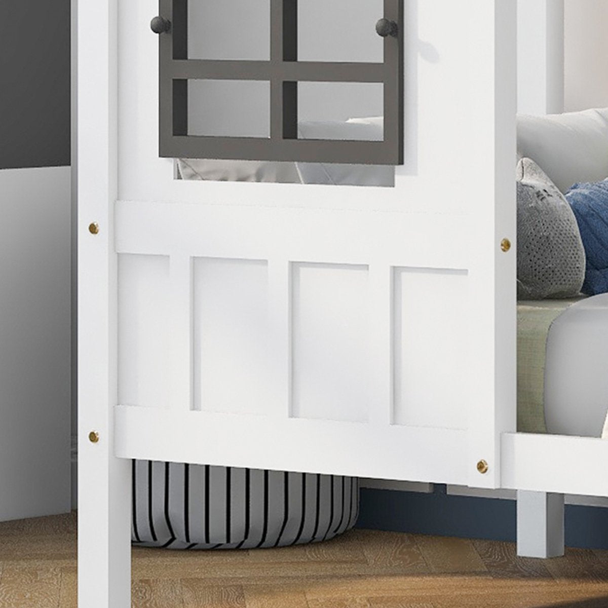 Merax Huisbed - Kinderbed - Peuterbed met Uitvalbeveiliging - Wit afbeelding 7