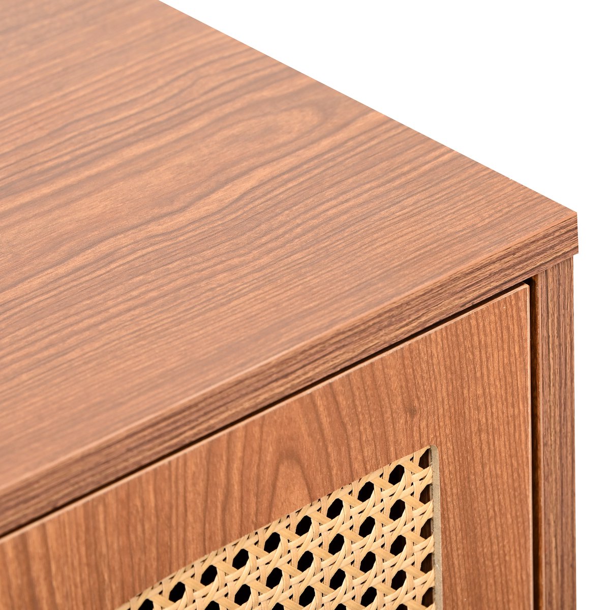 Merax Dressoir Houten Commode Kast - Dressoir met 3 Rotan Deuren - Bruin afbeelding 17