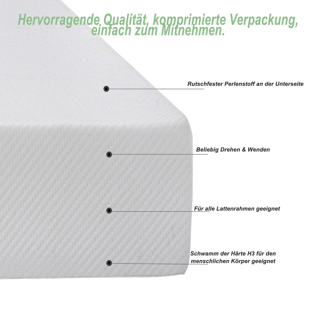 Merax Matras 140x200 cm - Koudschuim H3 - 16 cm Dik - Oeko Tex Gecertificeerd - Wit afbeelding 10