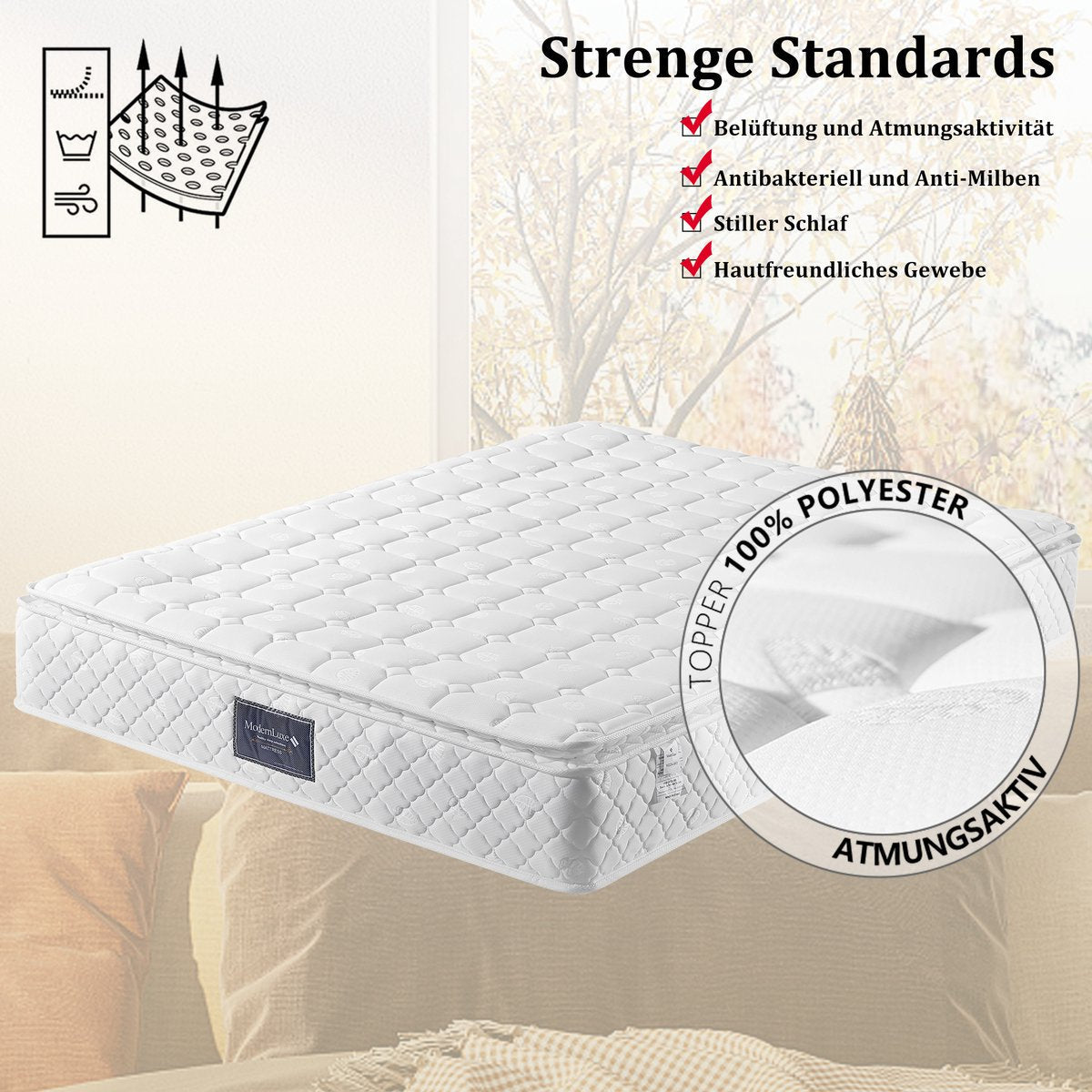 Merax Gestoffeerd Tweepersoonsbed 140 x 200 cm - Inclusief Matras - Hydraulisch bed met lattenbodem en Matras ‚Äì Grijs afbeelding 10