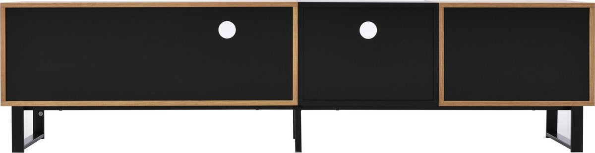 Merax TV-Meubel - Moderne TV Kast met Opbergruimte - Zwart met Bruin afbeelding 12
