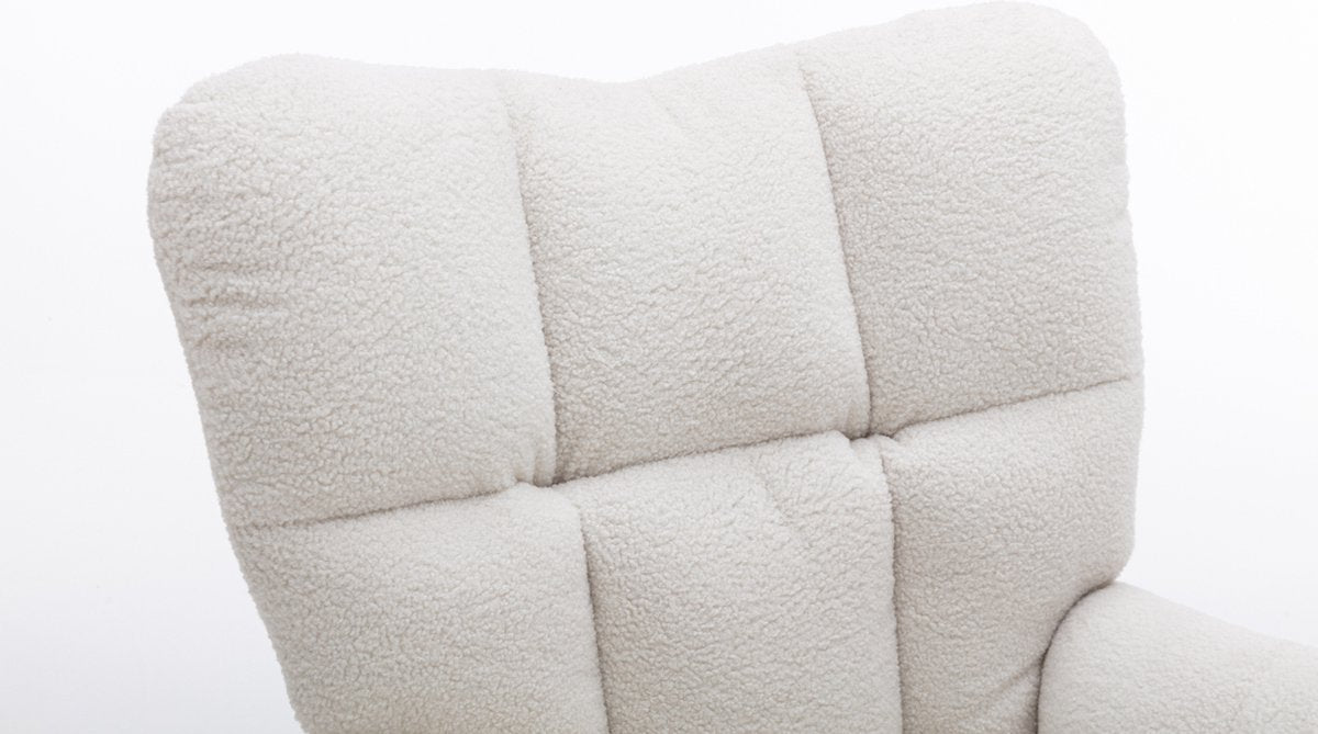 Merax Moderne Schommelstoel - Schommelstoel in Teddy Stof - Mid Century Fauteuil - Wit afbeelding 3