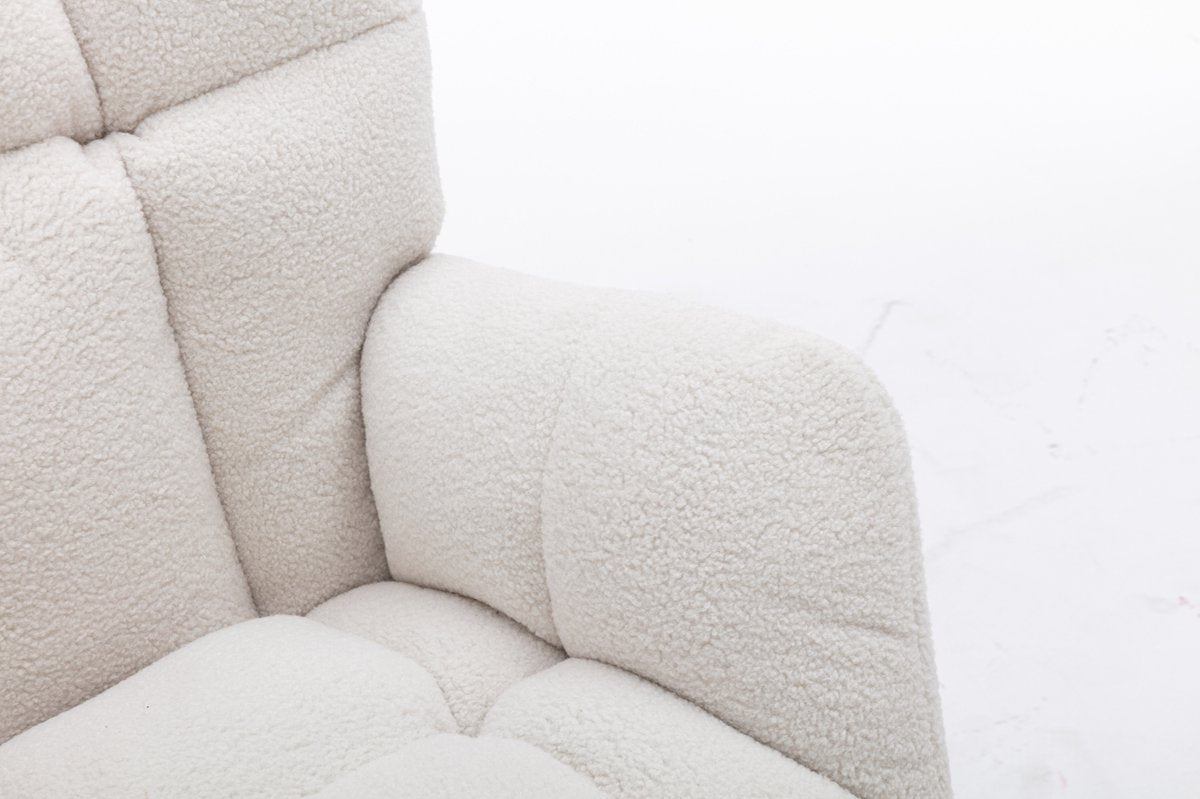 Merax Moderne Schommelstoel - Schommelstoel in Teddy Stof - Mid Century Fauteuil - Wit afbeelding 10