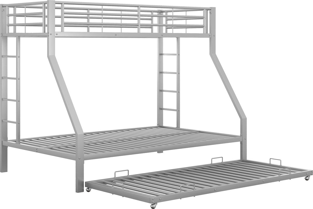 Merax Stapelbed voor 3 personen - 3 Persoons Bed met Onderschuifbed - Zilver afbeelding 11