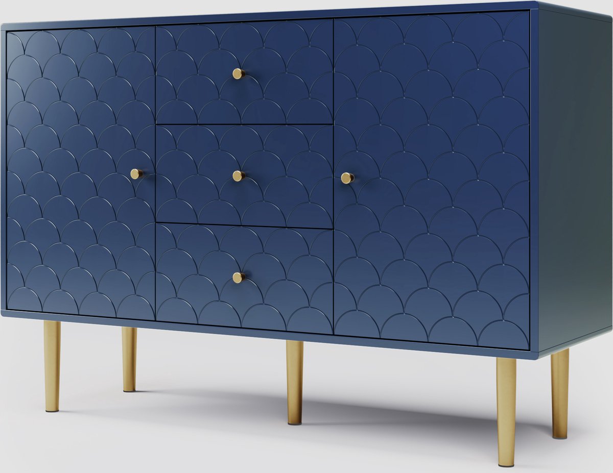 Merax Ladekast 120 CM - Commode Kasten met Lades en Deuren - Blauw afbeelding 17