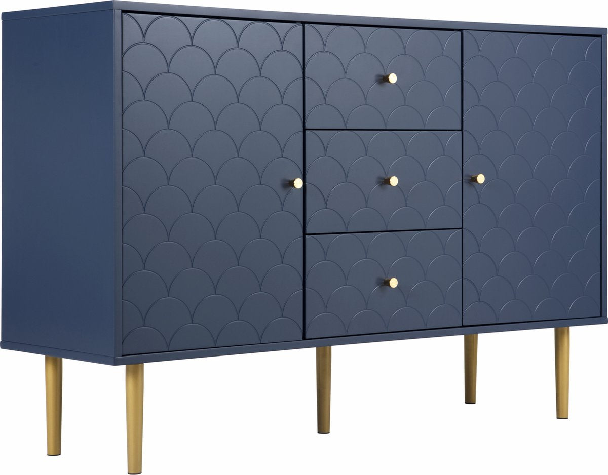 Merax Ladekast 120 CM - Commode Kasten met Lades en Deuren - Blauw afbeelding 2