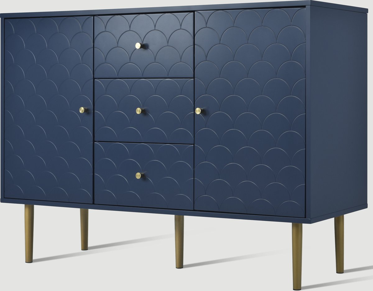 Merax Ladekast 120 CM - Commode Kasten met Lades en Deuren - Blauw afbeelding 13