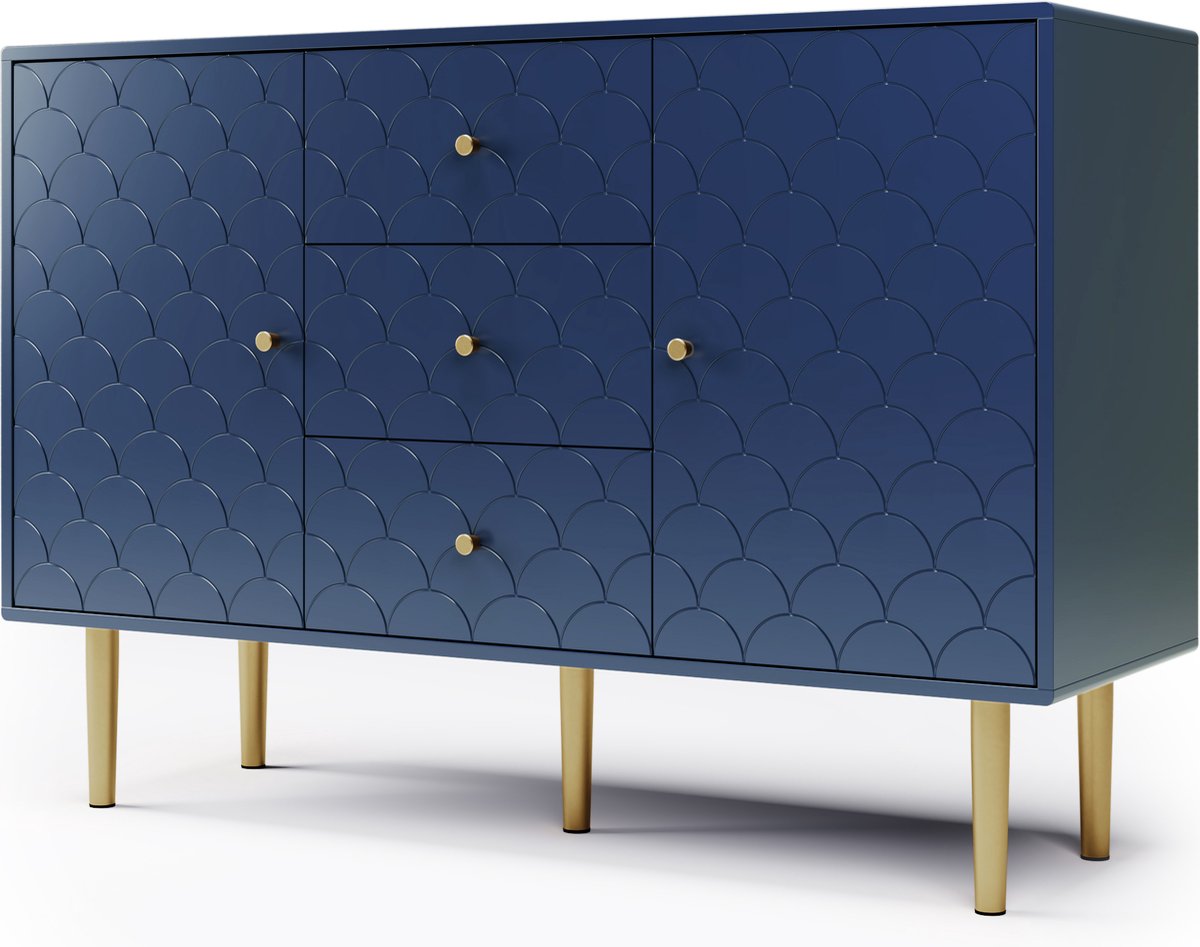 Merax Ladekast 120 CM - Commode Box met Lades en Deuren - Blauw