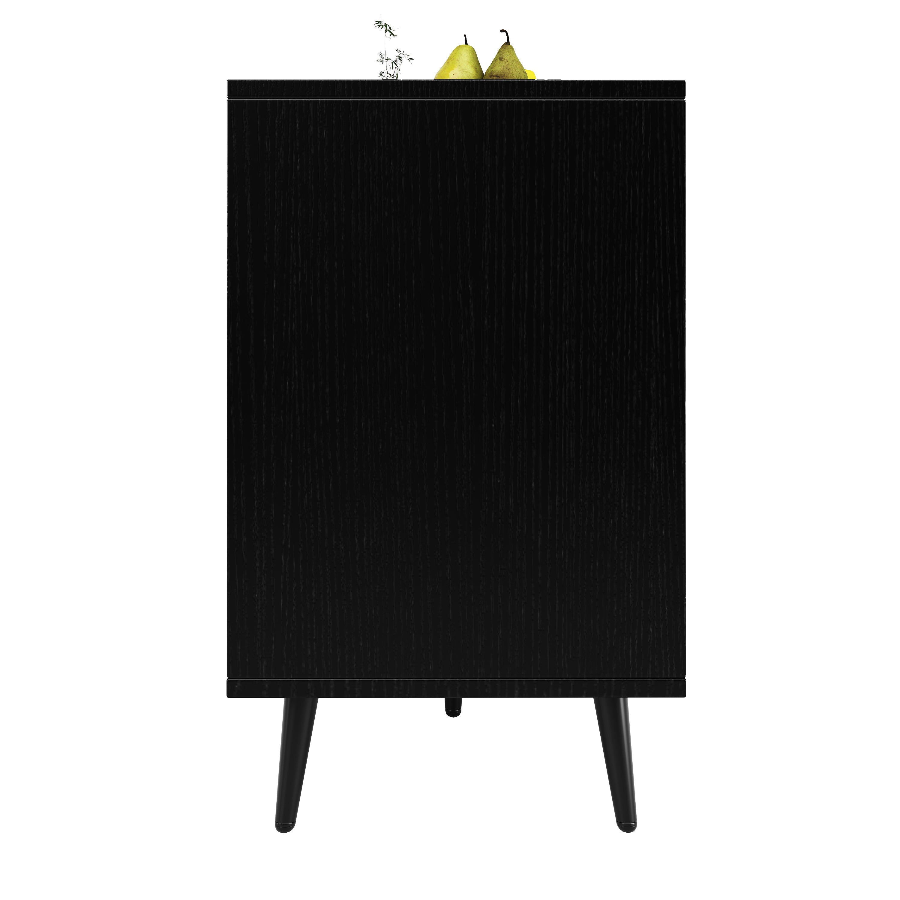Logidon eetkamerkast 120x35x78 cm zwart met visgraatmotief