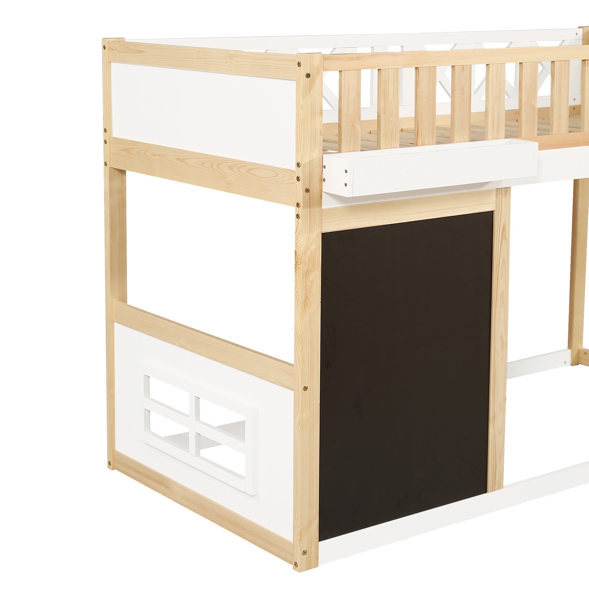 Logidon Kinderhoogslaper 90x200 met plankruimte en opbergruimte wit-naturel