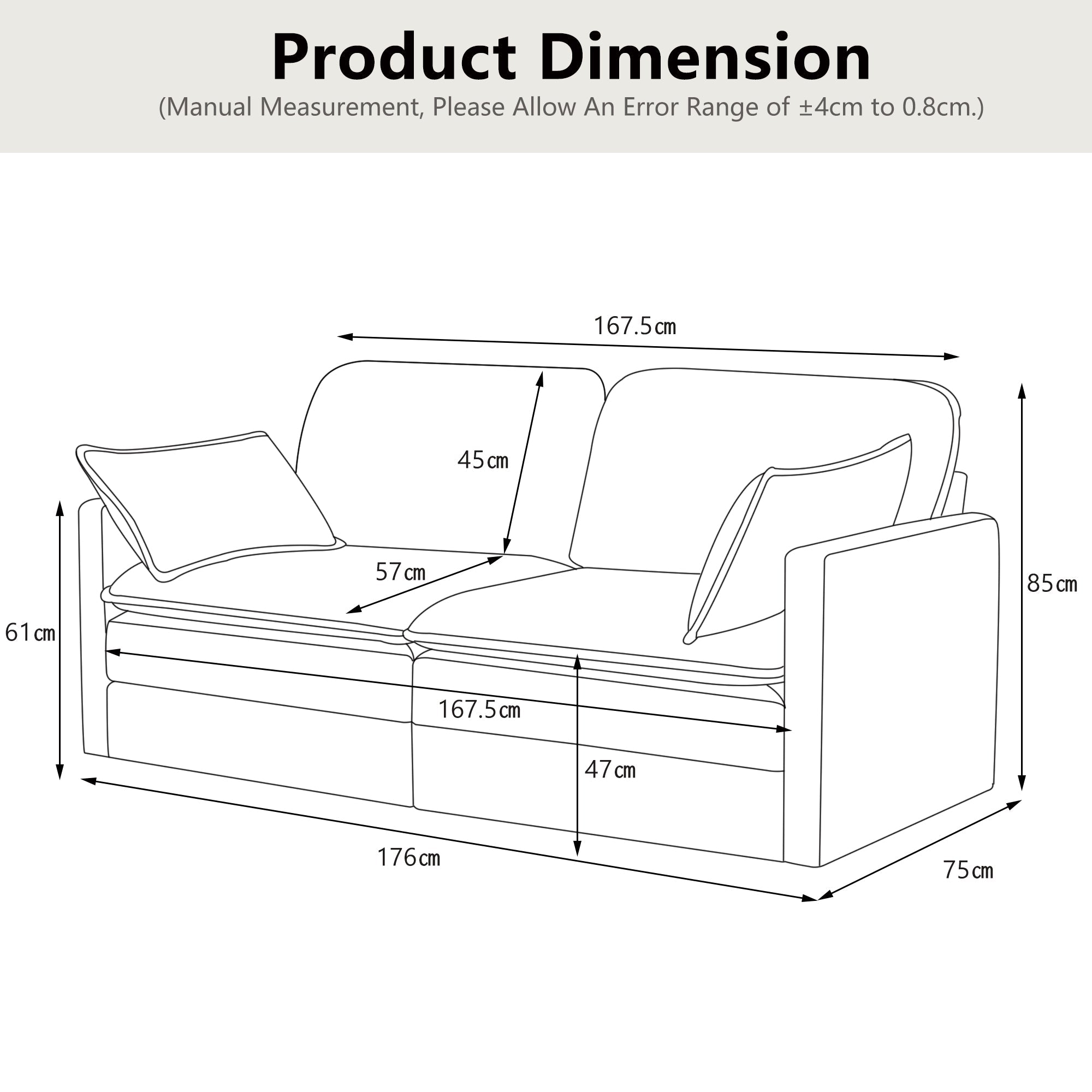 Logidon 2-zitsbank Grijs Modern Minimalistisch Houten Frame