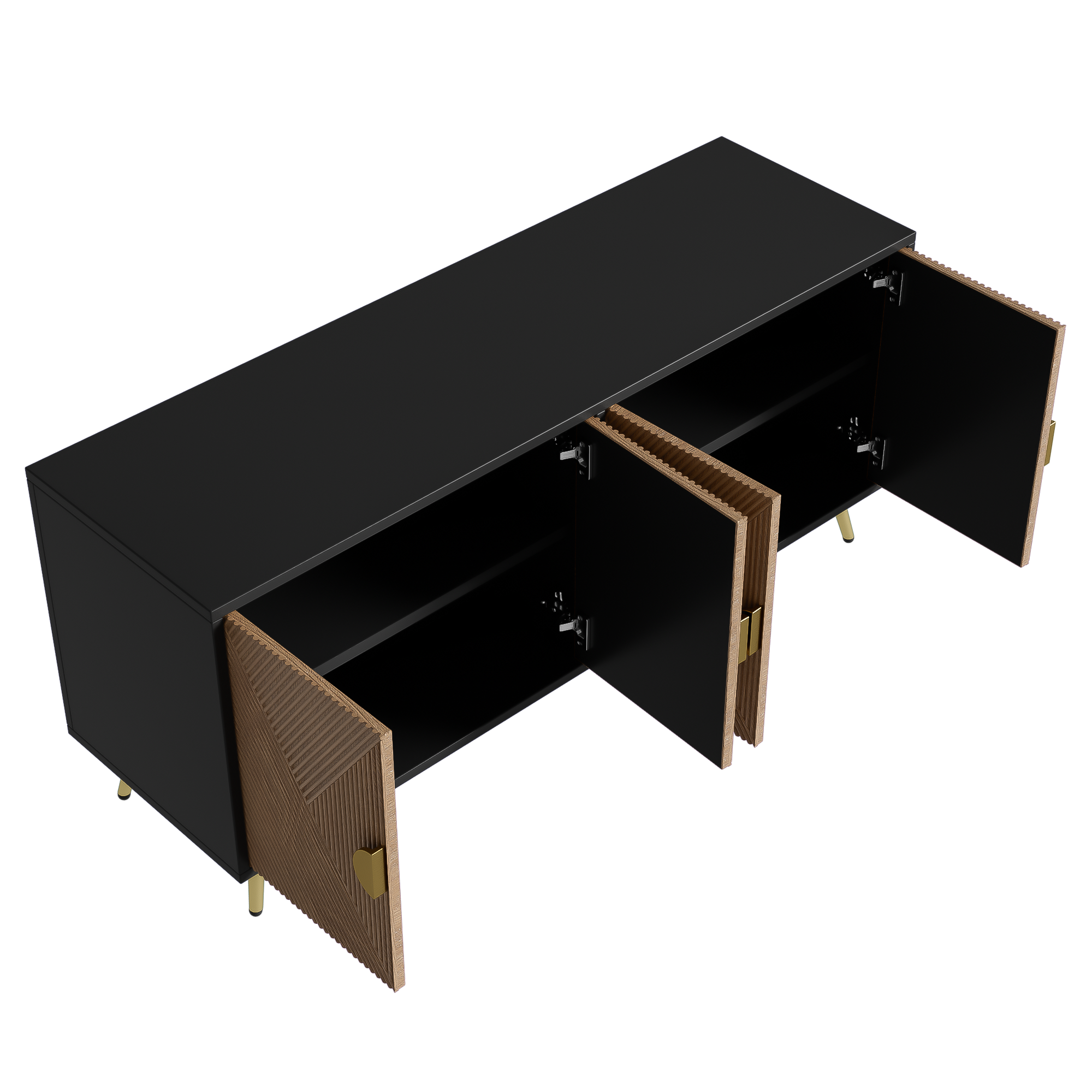 Logidon Dressoir 160 cm Bruin Vier Deuren Met Gouden Handgrepen