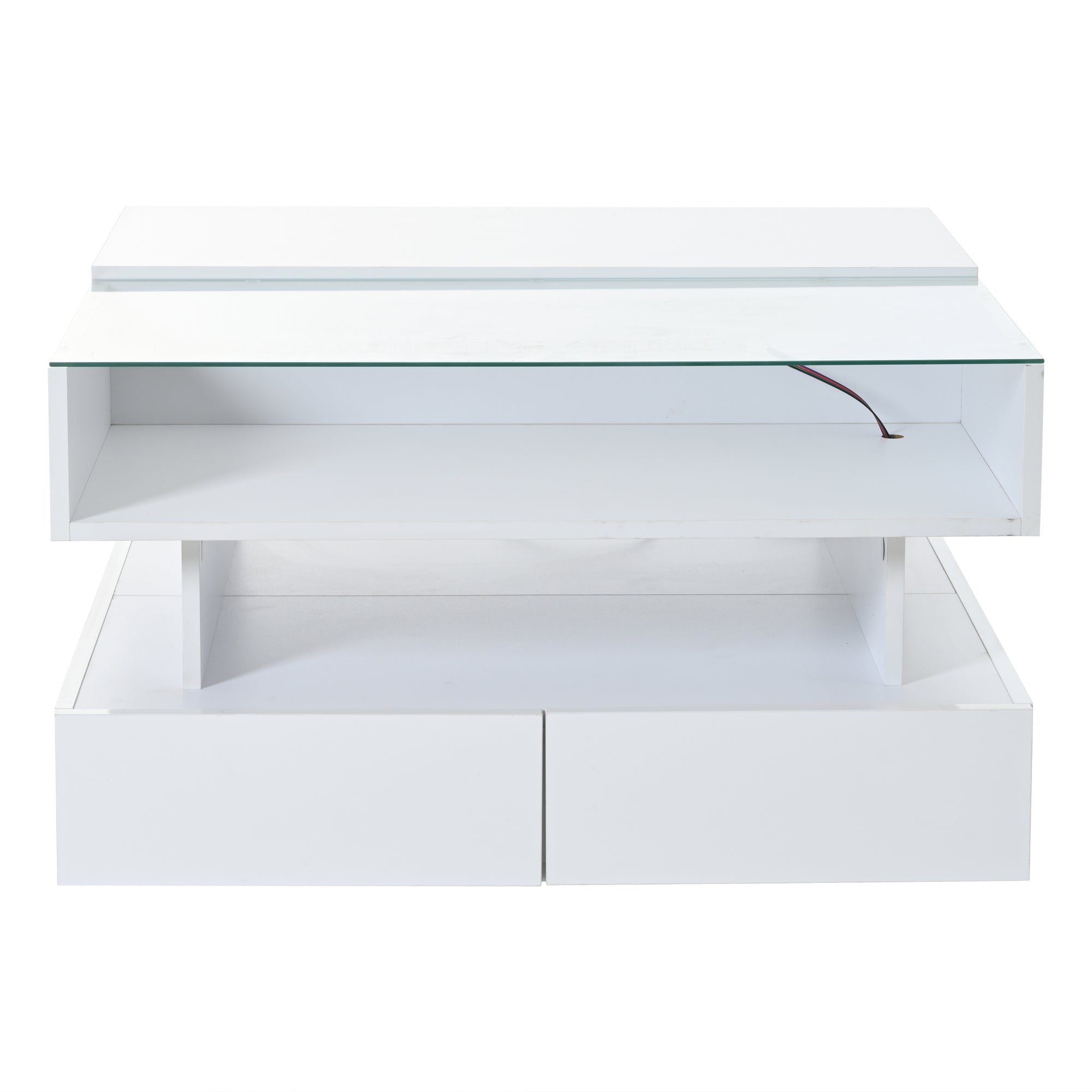 Logidon In hoogte verstelbare salontafel 80x80 cm witte LED opbergruimte