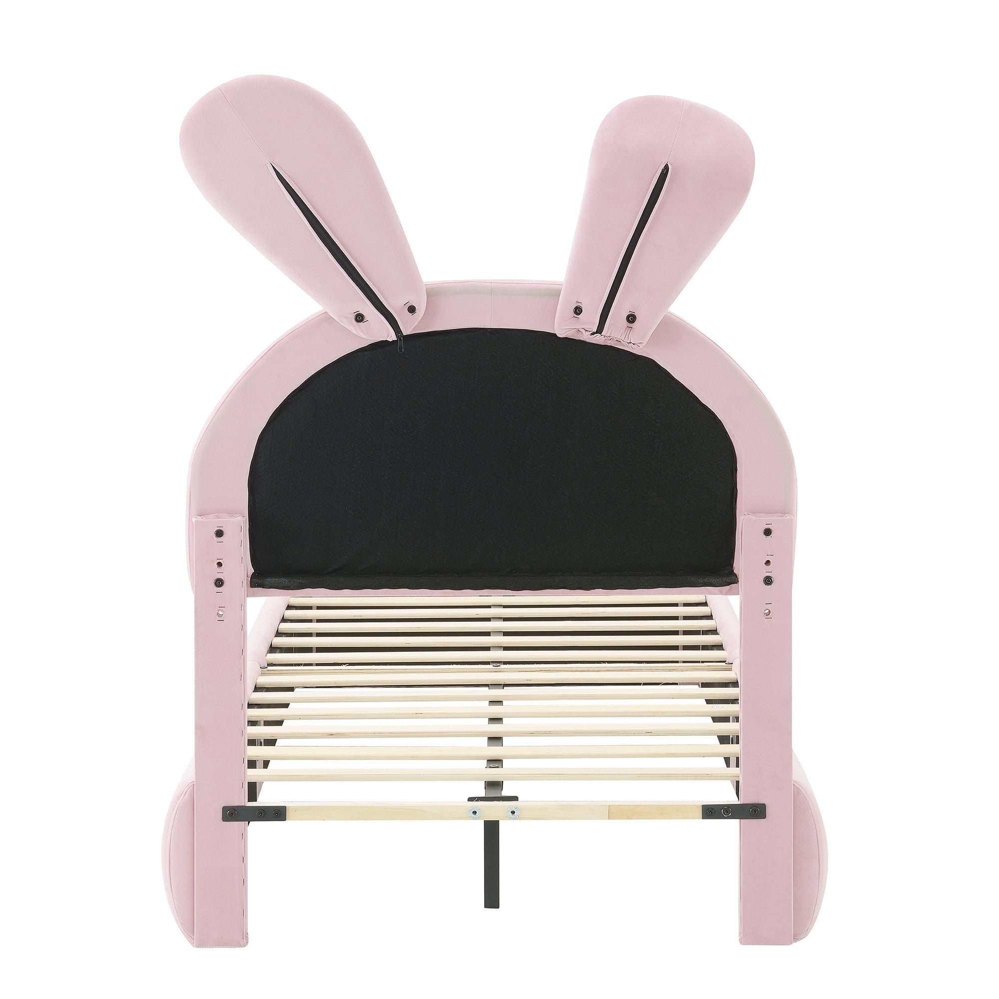 Logidon Upholstered Bed Rabbit Ears Pink 90x200 cm With Adjustable Brightness