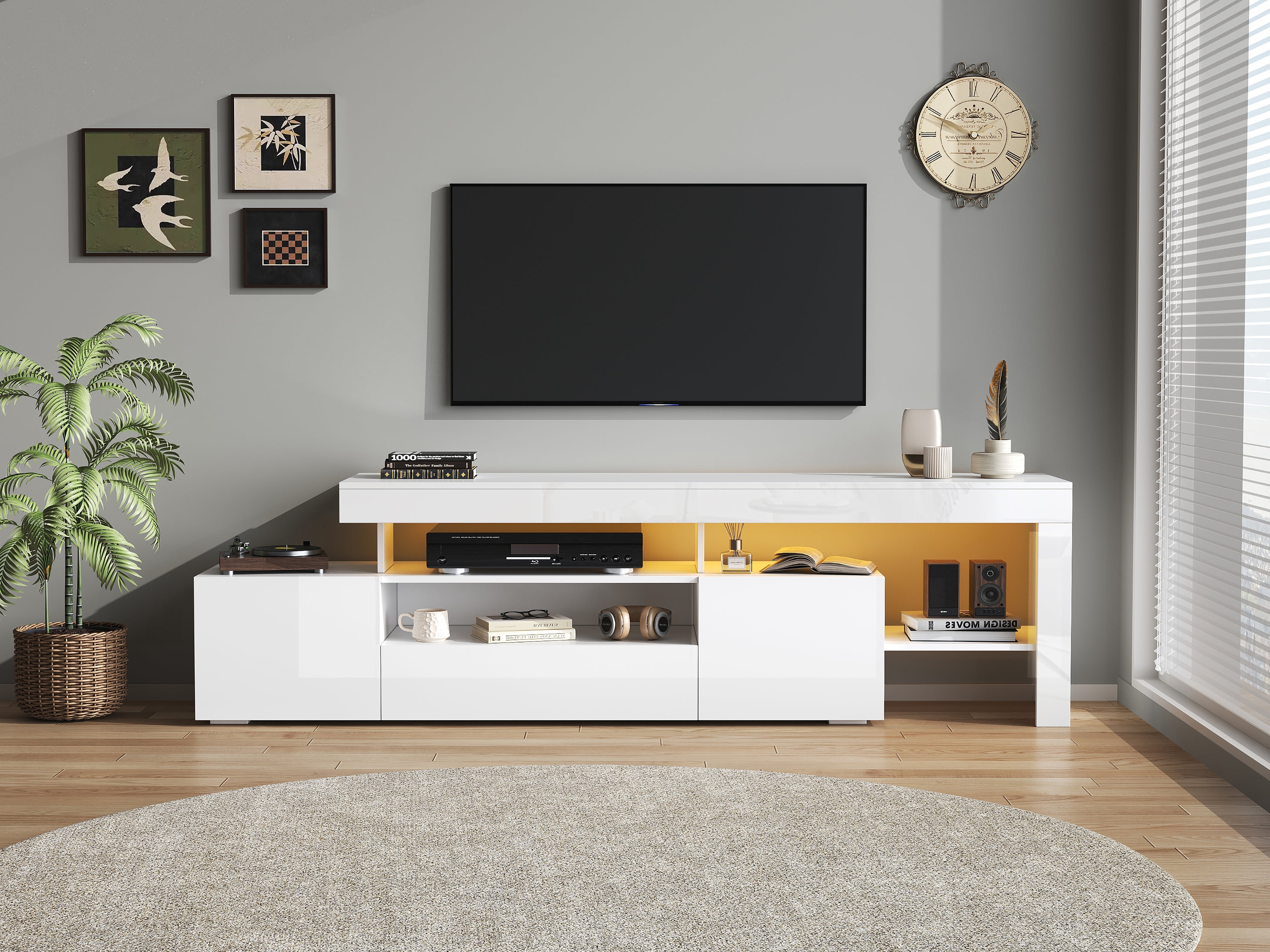Logidon TV-meubel 192 x 37 x 53 cm witte hoogglans LED-verlichting