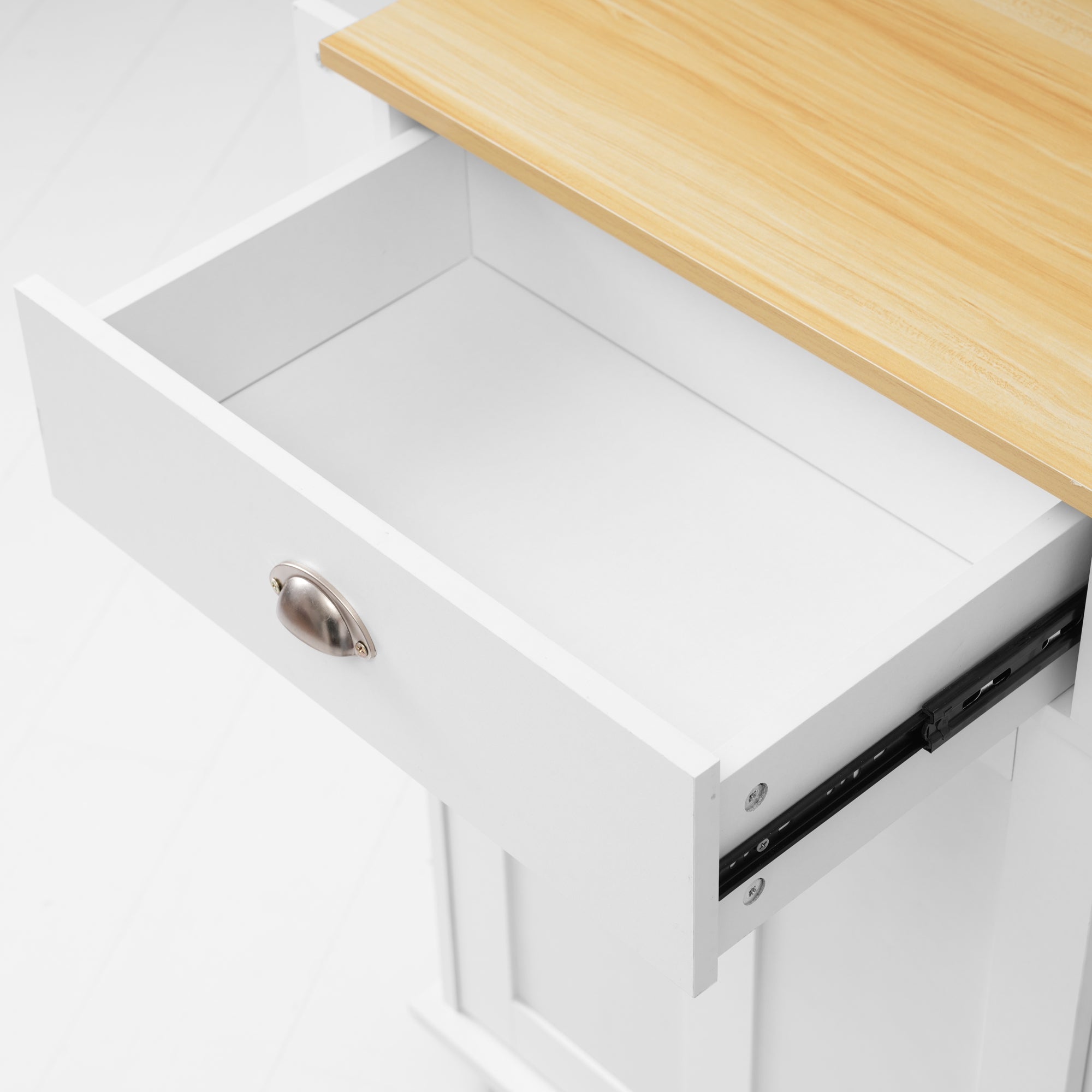 Logidon Dining Room Trolley Sideboard with Folding Table White/Natural Wood