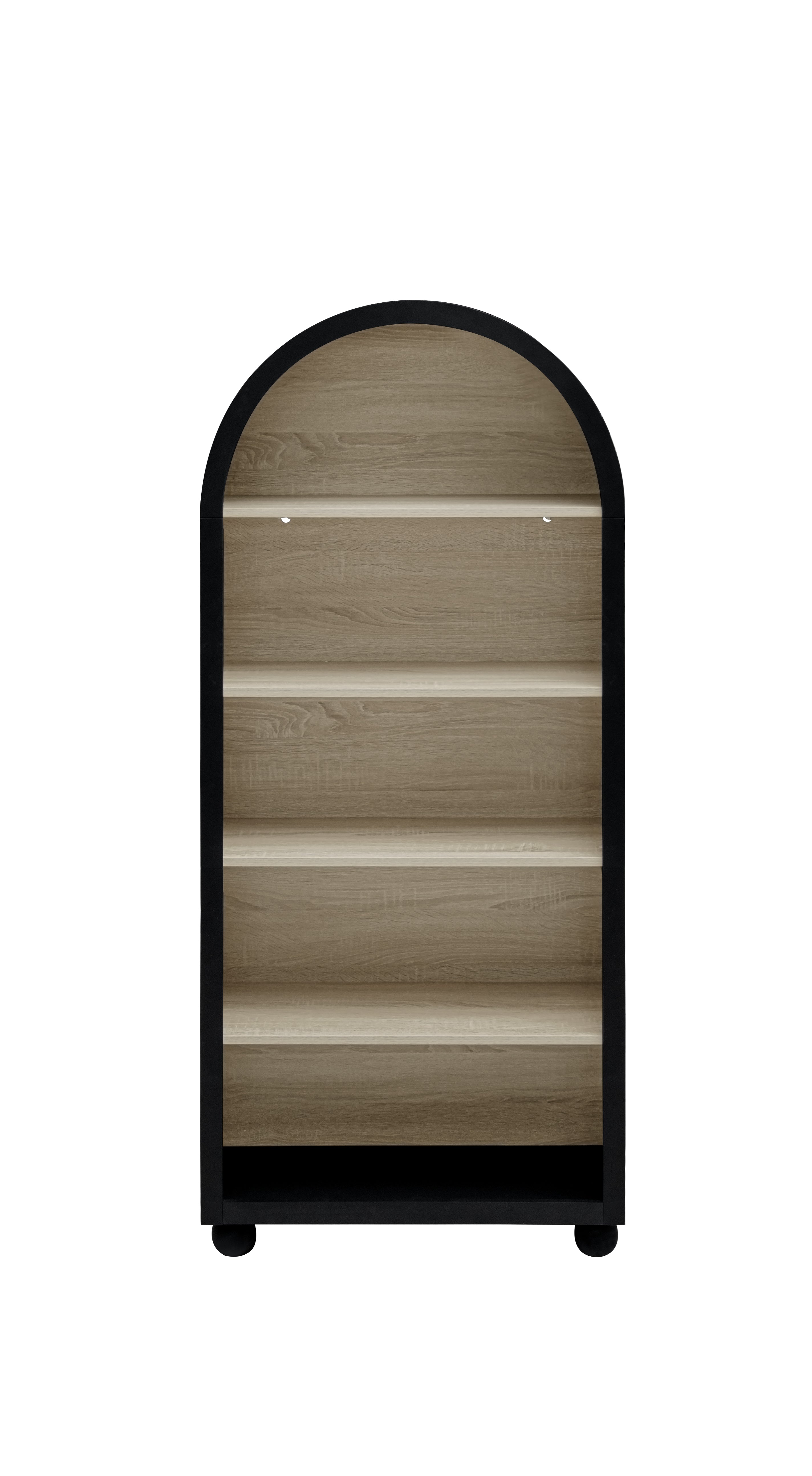 Logidon boekenkast metalen frame zwart naturel hout 70,5 x 30 x 161 cm
