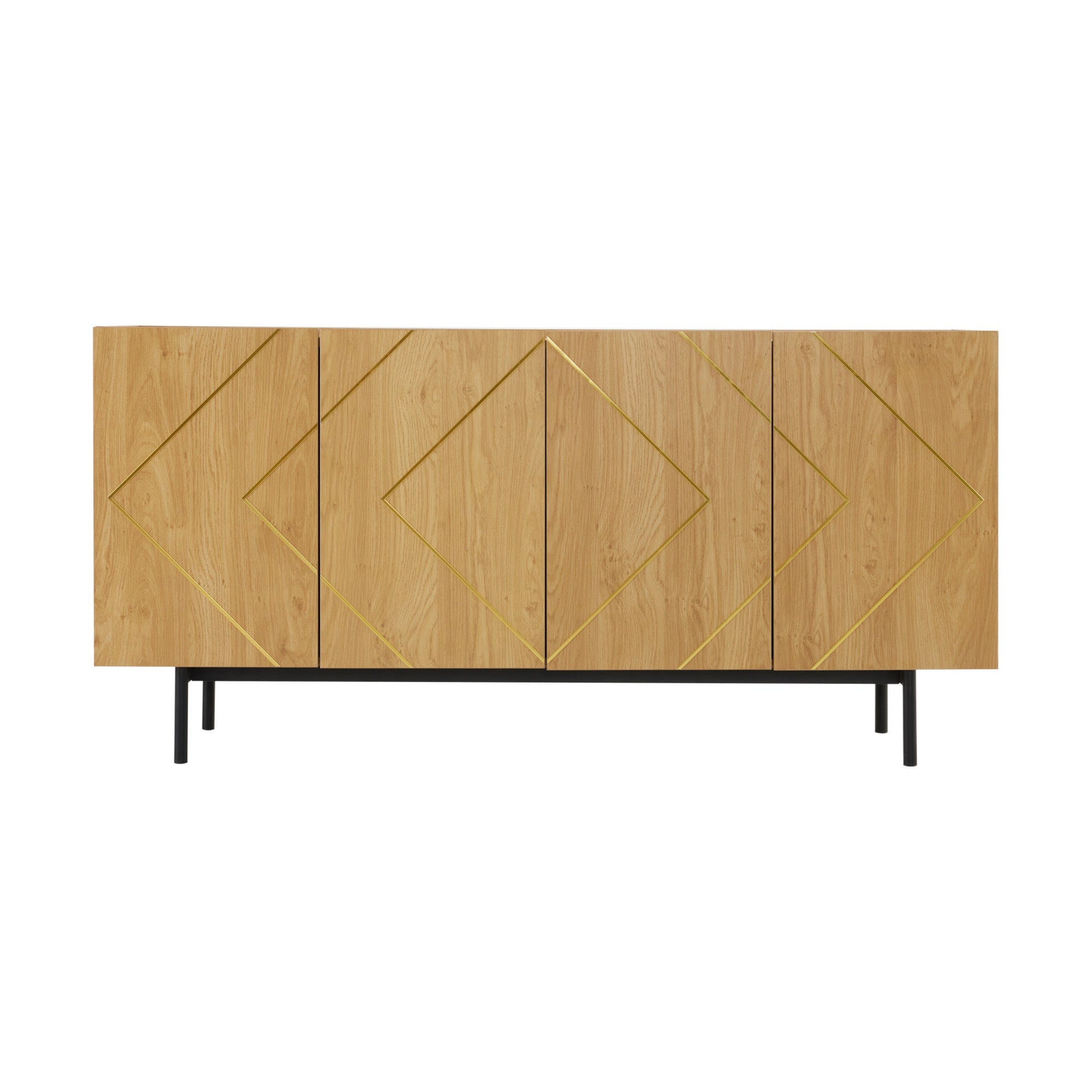 Logidon dressoir naturel hout met metalen inleg en 4 deuren 160 x 40 cm