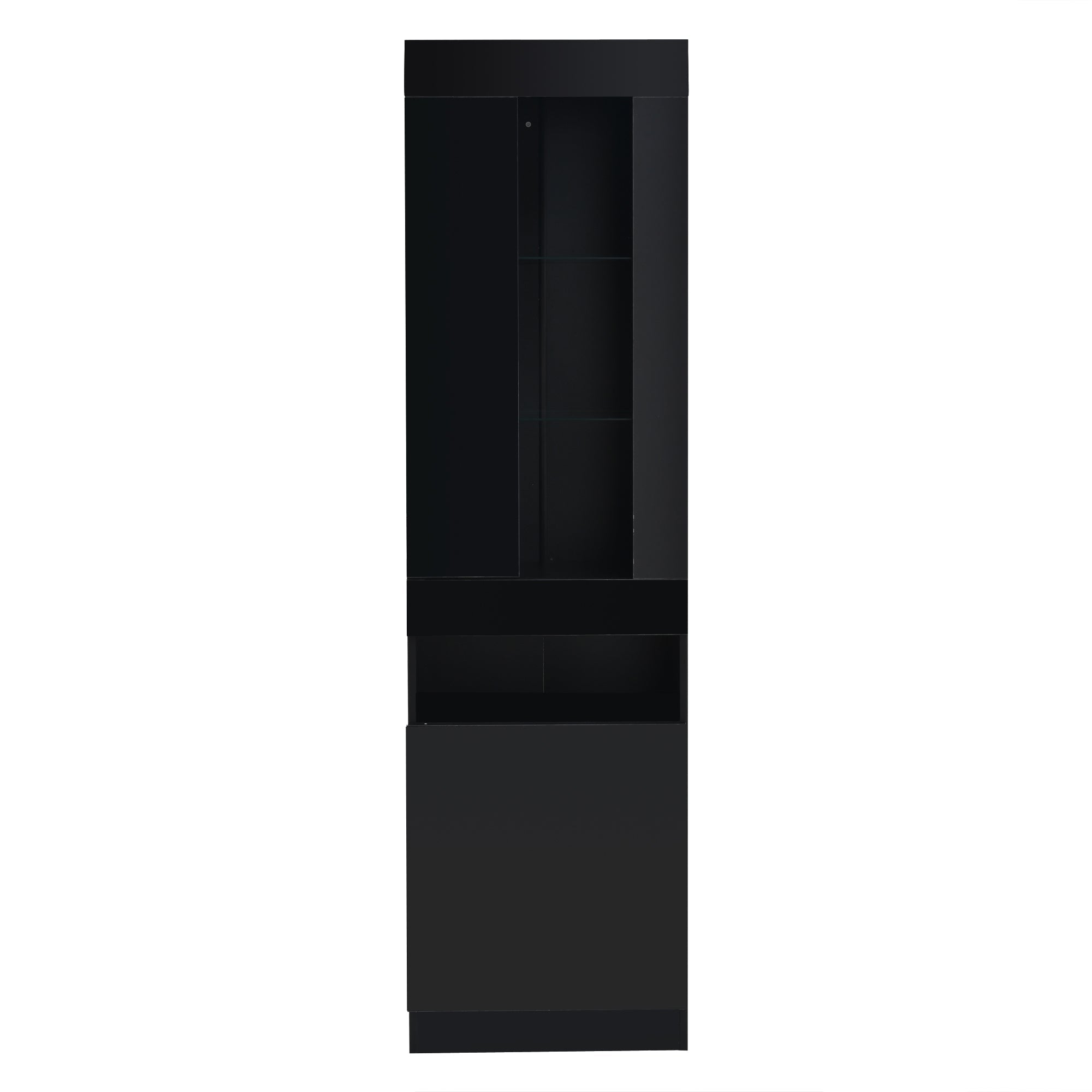 Logidon vitrine met LED verlichting, staande vitrine 50x40x180 cm zwart