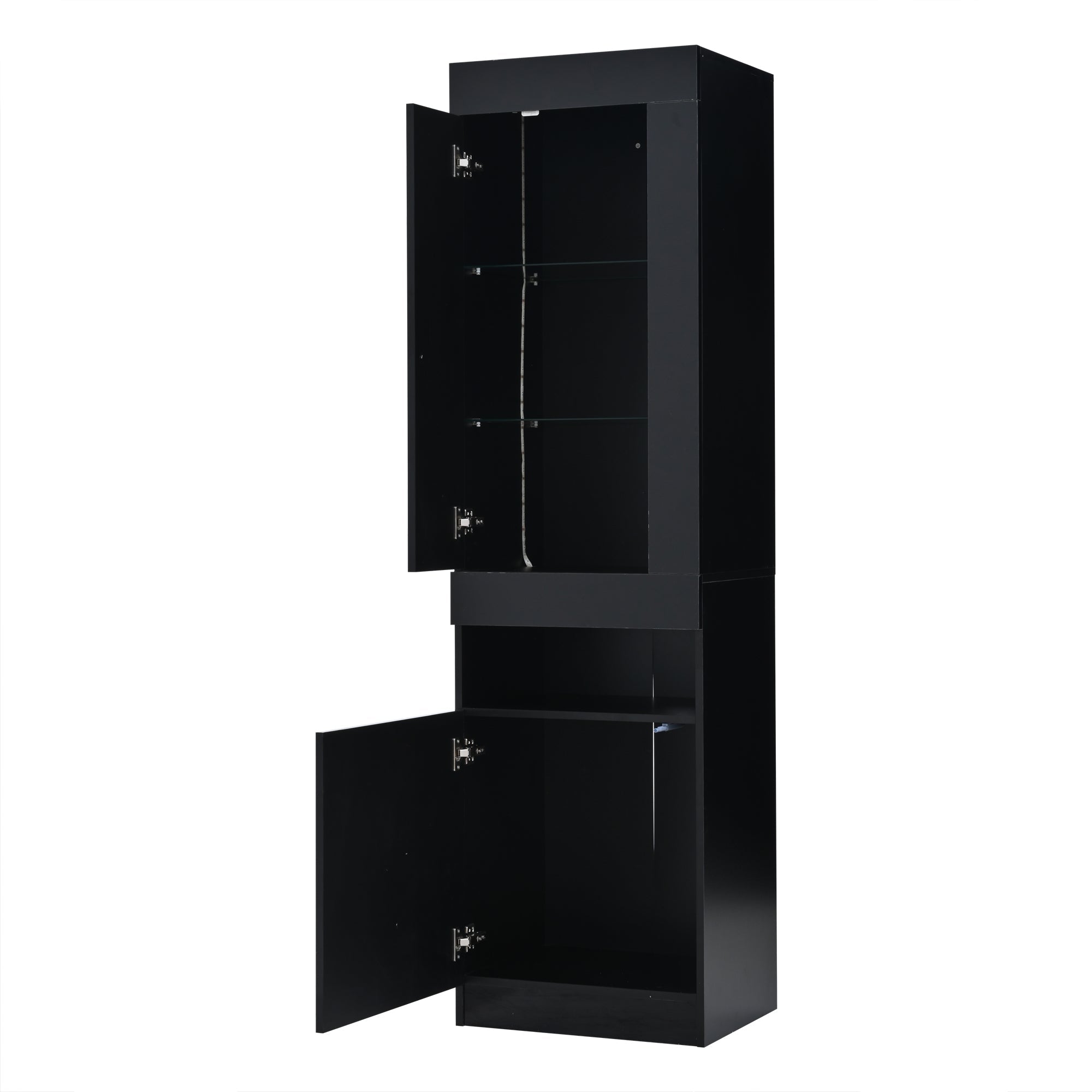 Logidon vitrine met LED verlichting, staande vitrine 50x40x180 cm zwart