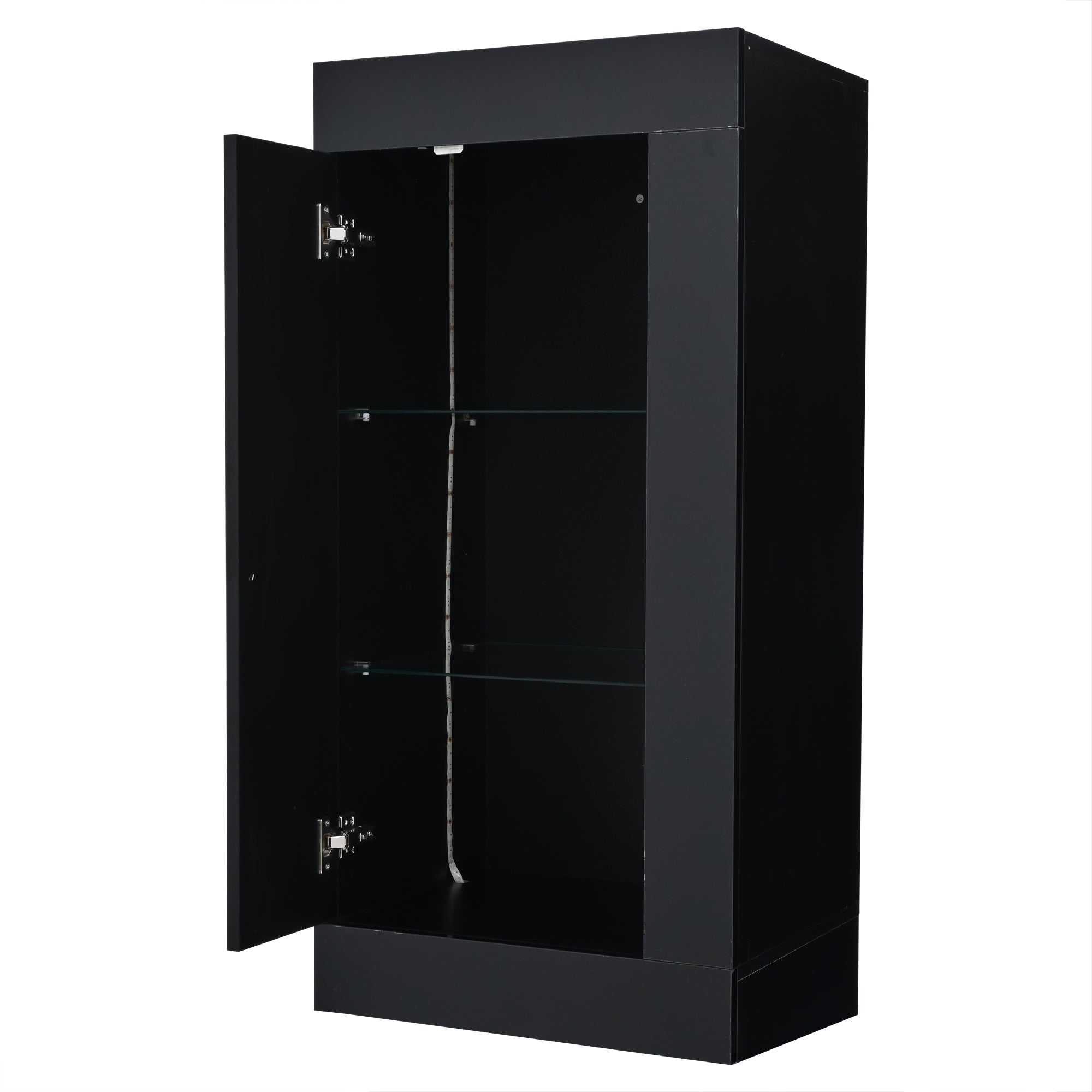 Logidon vitrine met LED verlichting, staande vitrine 50x40x180 cm zwart