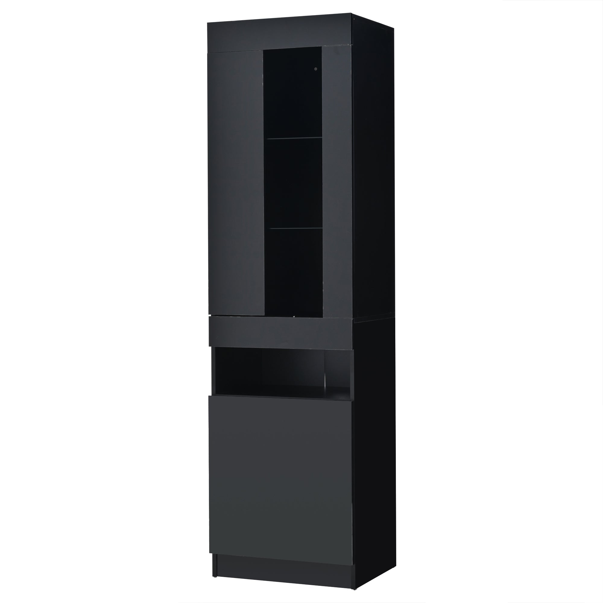 Logidon vitrine met LED verlichting, staande vitrine 50x40x180 cm zwart
